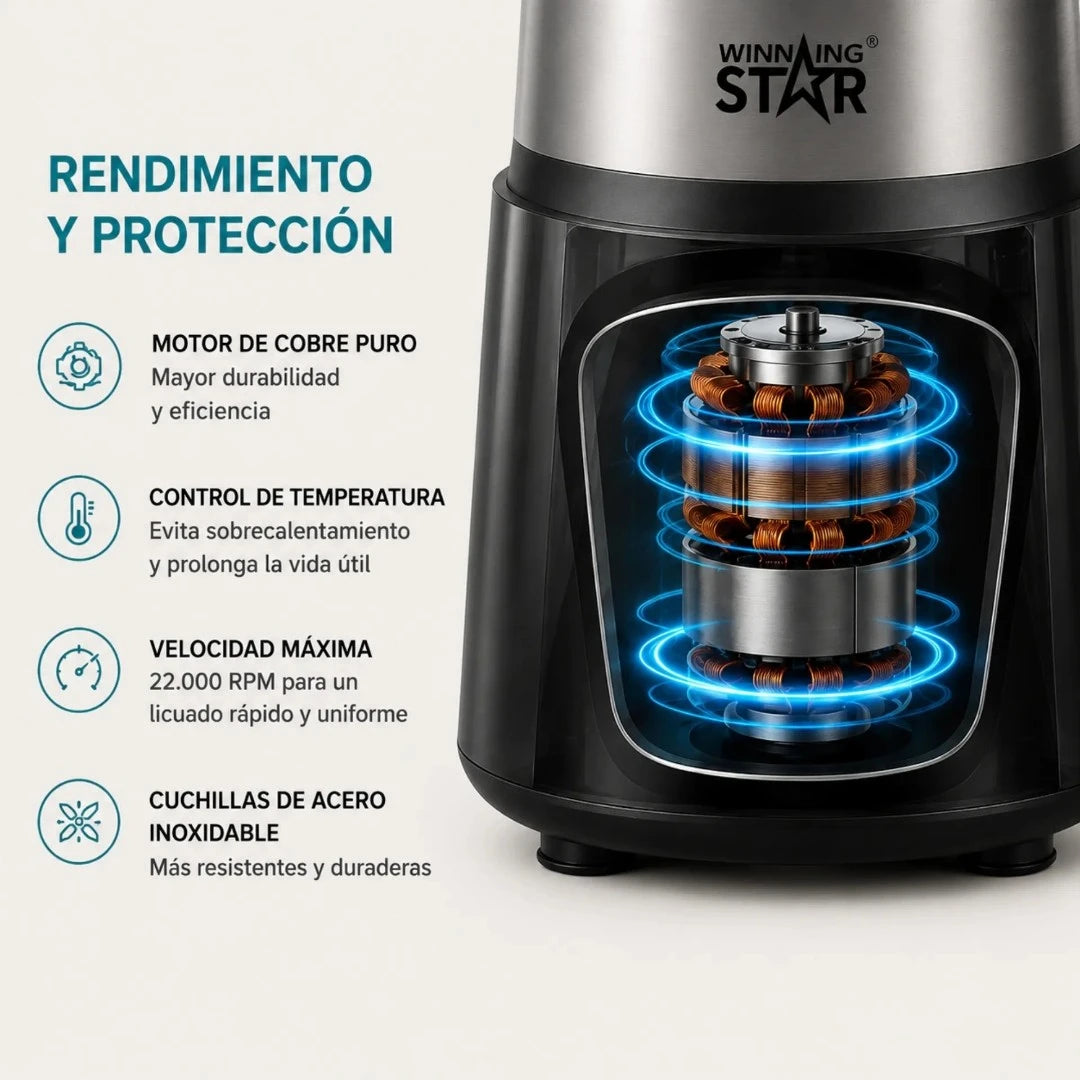Licuadora 3 En 1 Winning Star 1.8L Con Exprimidor Y Triturador ST-5563