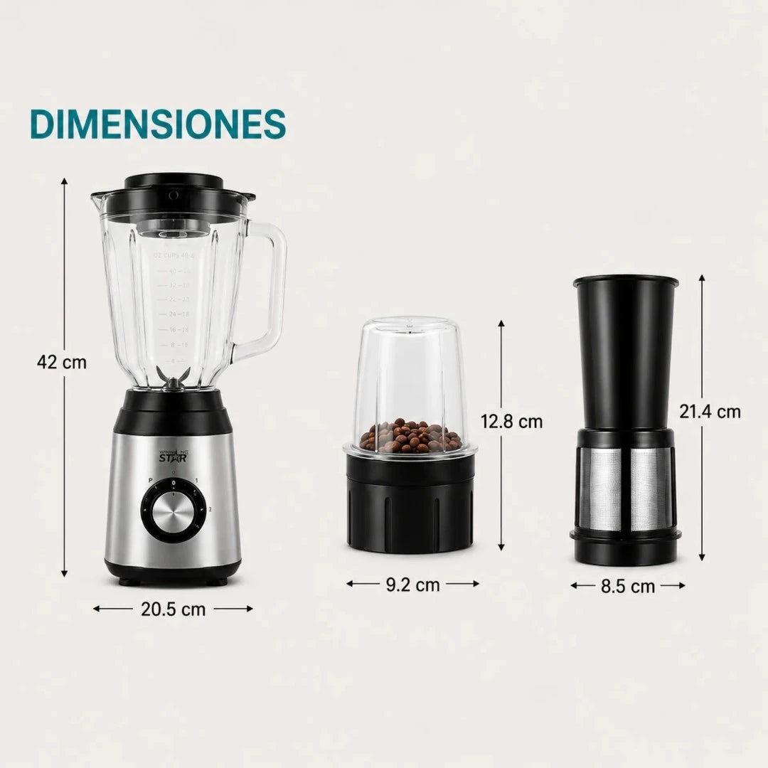 Licuadora 3 En 1 Winning Star 1.8L Con Exprimidor Y Triturador ST-5563