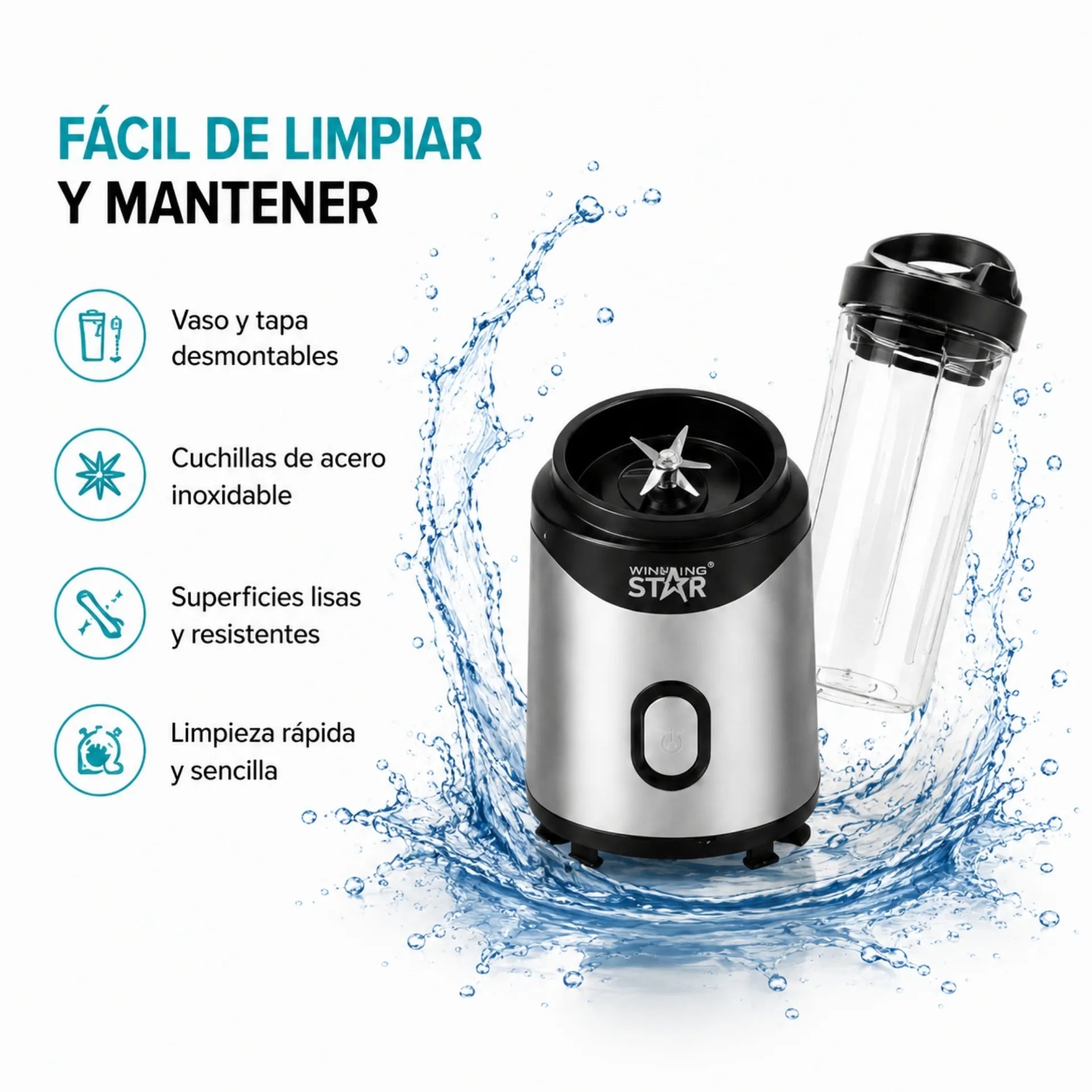 Licuadora Personal Portátil Winning Star 600ml Con Vaso Deportivo ST-2091