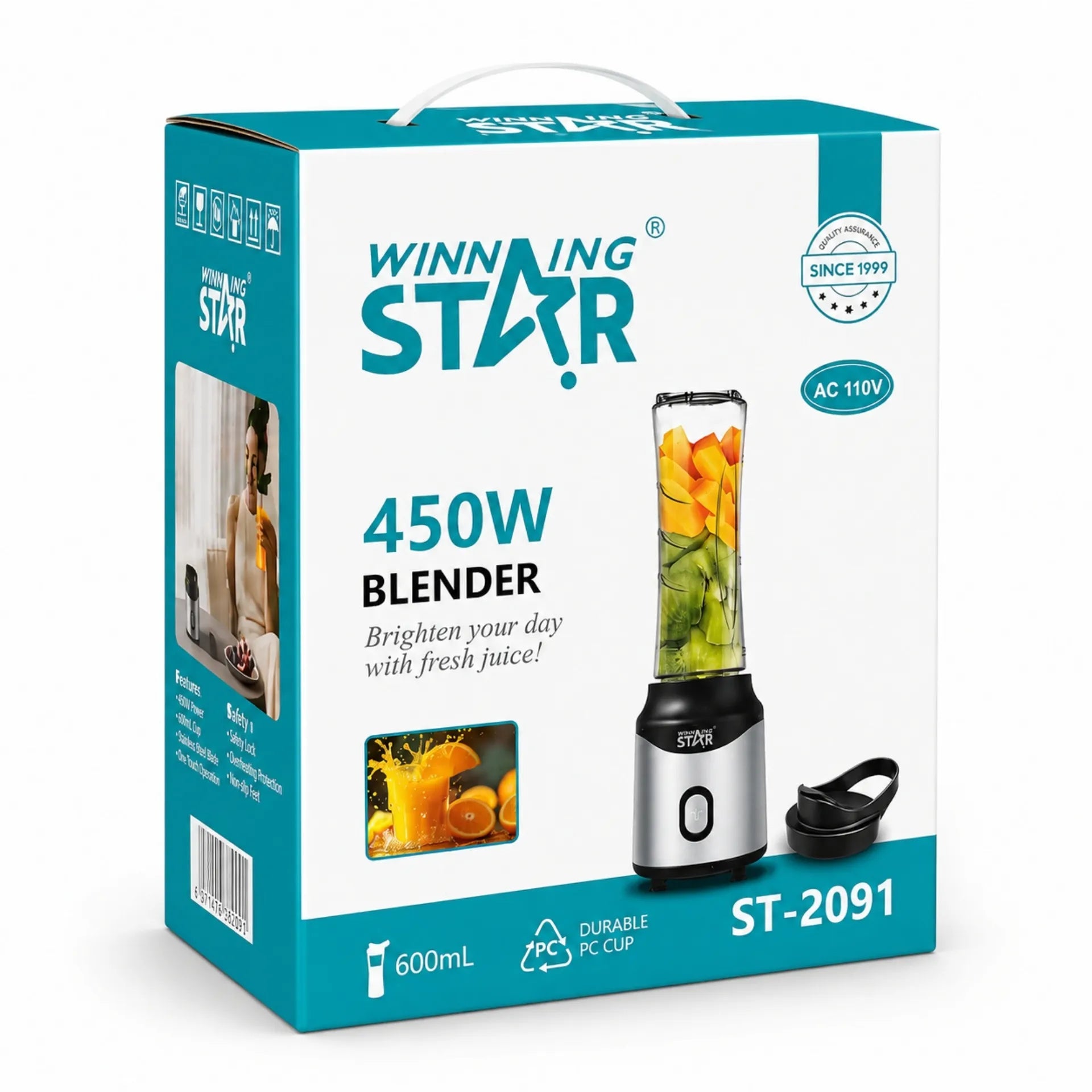 Licuadora Personal Portátil Winning Star 600ml Con Vaso Deportivo ST-2091
