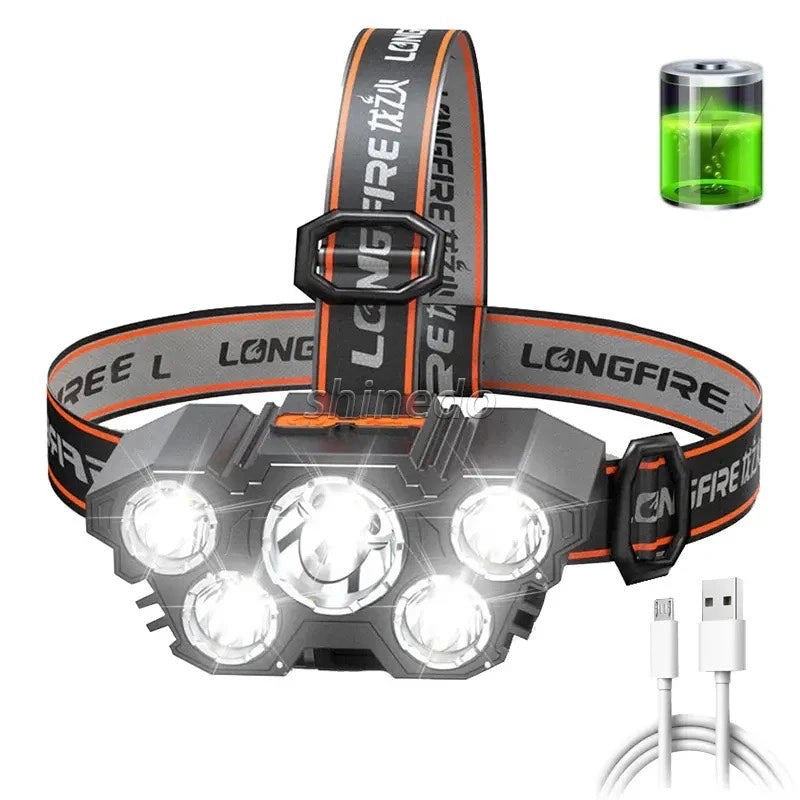 Linterna Minera Recargable De 5 Leds HK-98