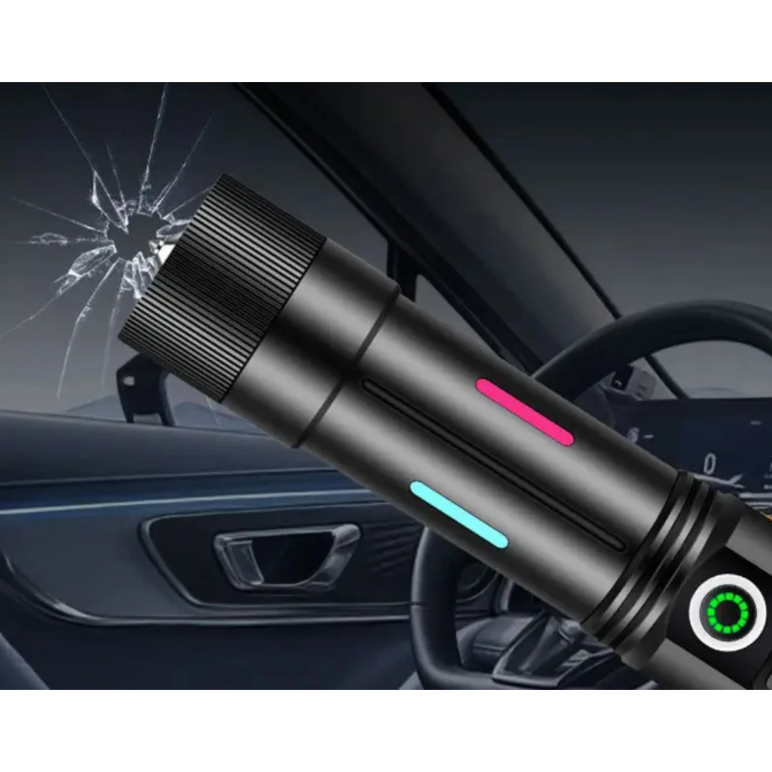 Linterna LED Recargable Con Zoom Telescópico 5 Modos De Luz Y Función Powerbank Resistente Al Agua Baihuo City MY-7643