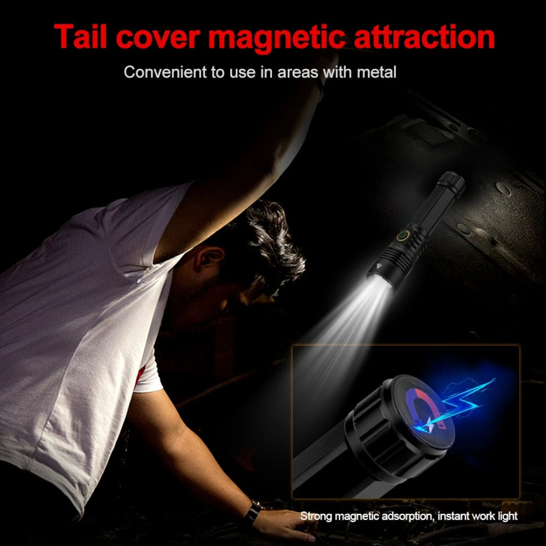 Linterna LED Recargable Con Zoom Telescópico Ajustable Y Función Powerbank Resistente Al Agua Baihuo City MY-7647