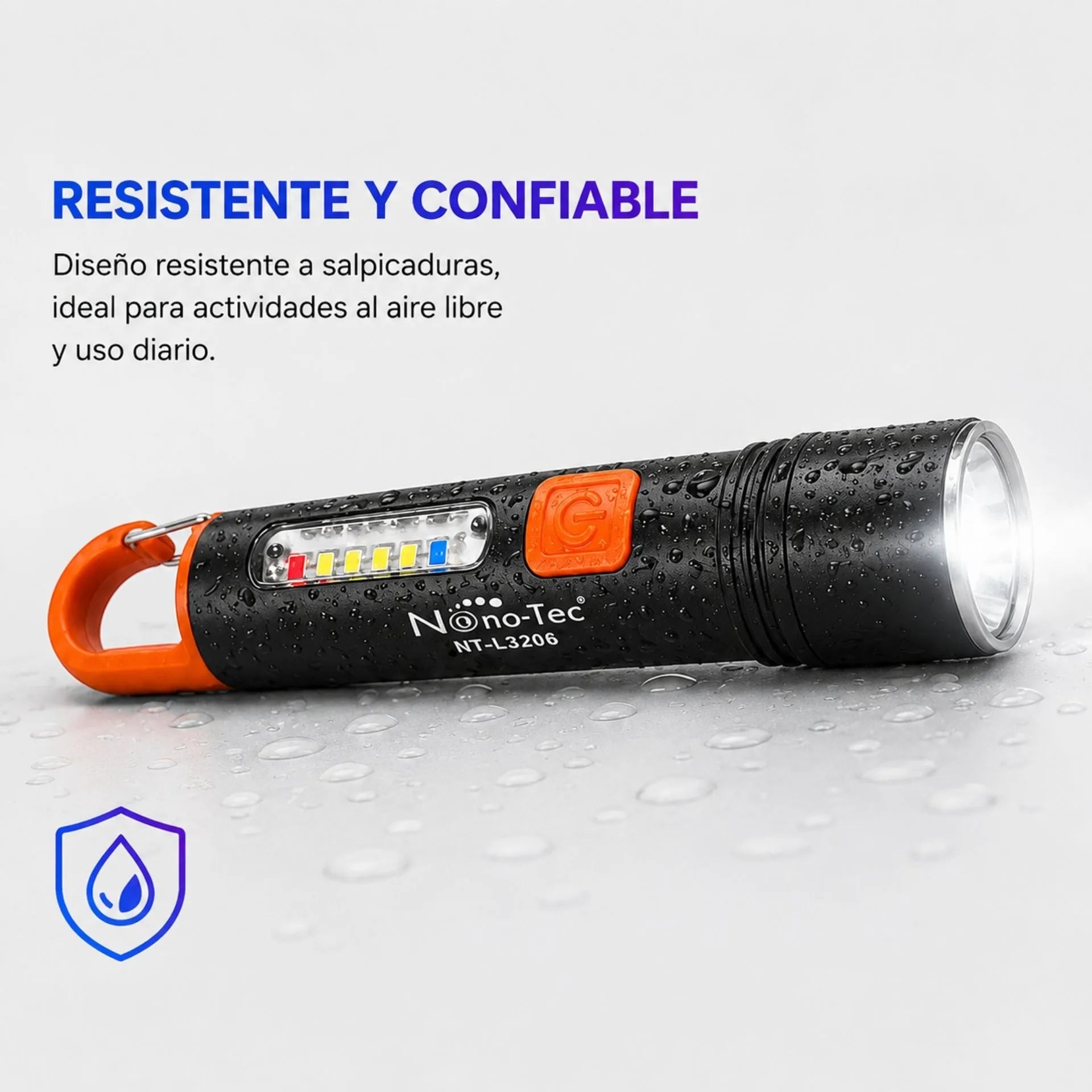 Linterna LED Recargable Nano-Tec 8W Con Zoom De Hasta 2.5 Km Y 3 Modos De Luz NT-L3205
