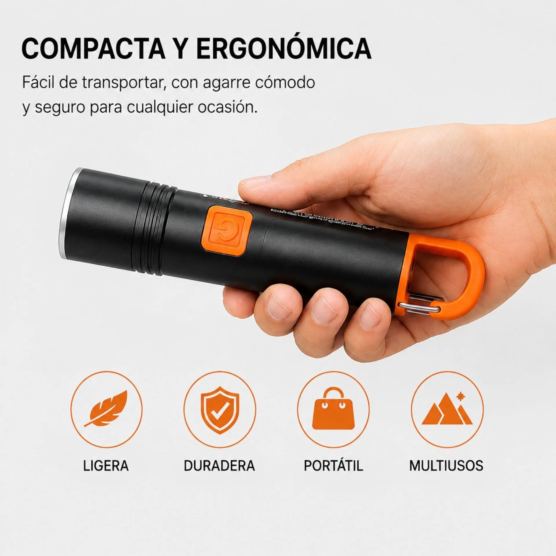 Linterna LED Recargable Nano-Tec 8W Con Zoom De Hasta 2.5 Km Y 3 Modos De Luz NT-L3205