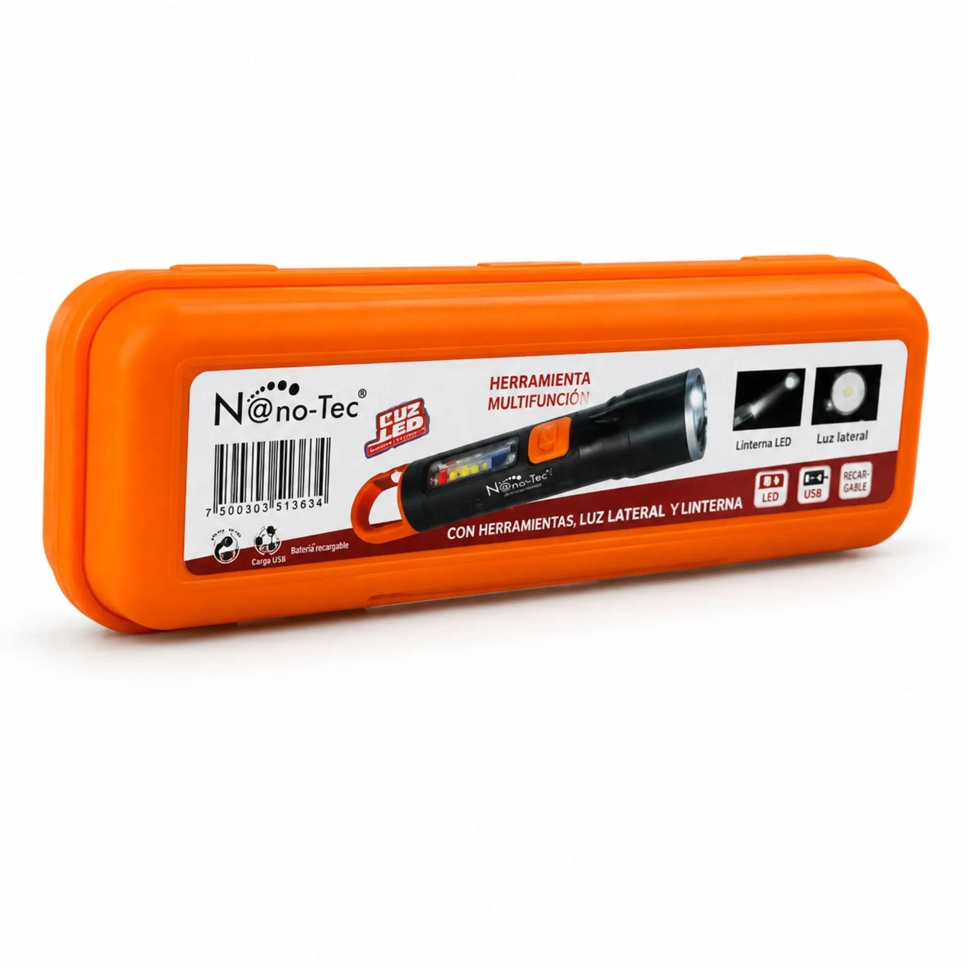 Linterna LED Recargable Nano-Tec 8W Con Zoom De Hasta 2.5 Km Y 3 Modos De Luz NT-L3205