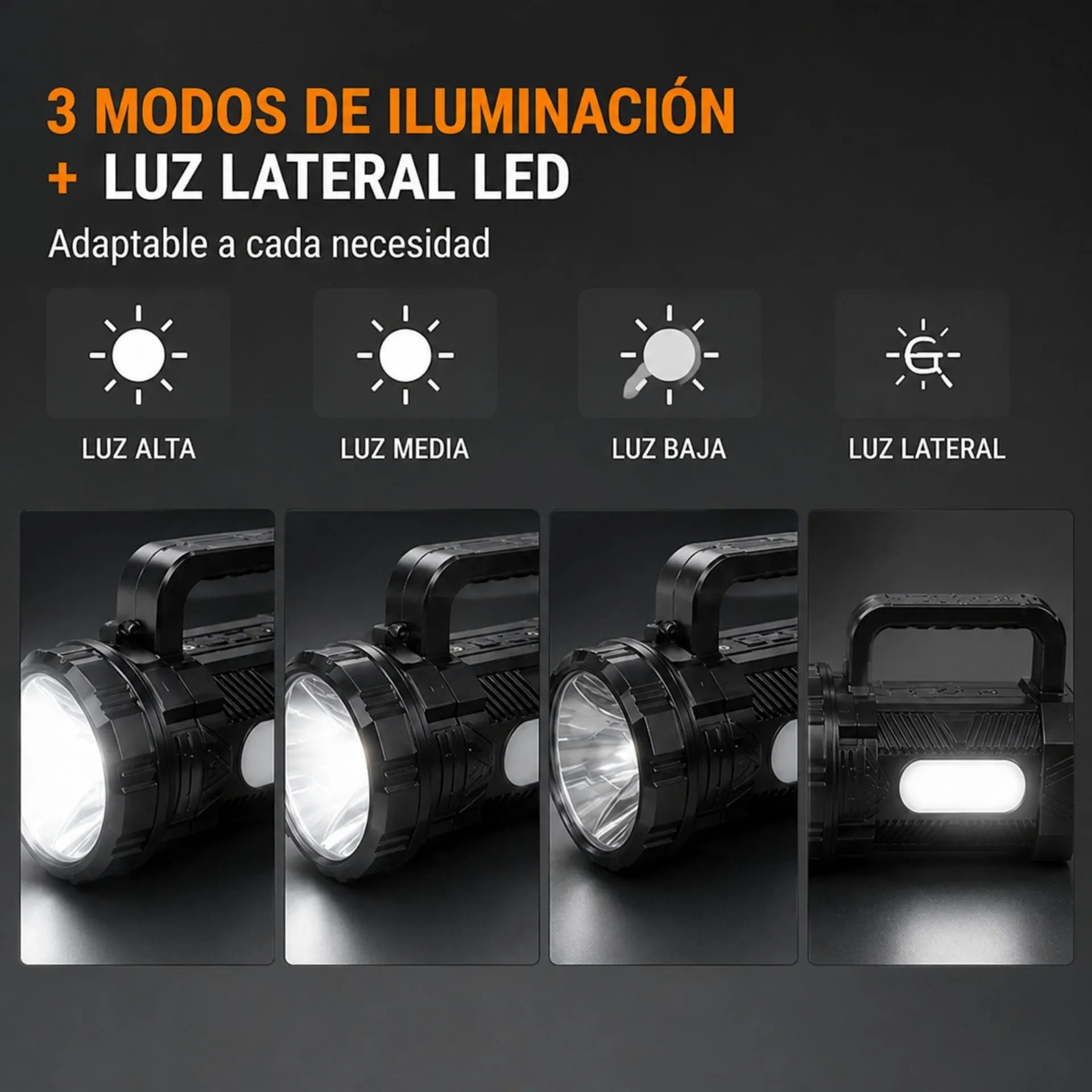 Linterna LED Recargable Nano-Tec 15W Power Bank, Pantalla Digital Alcance De4 Km NT-L3226