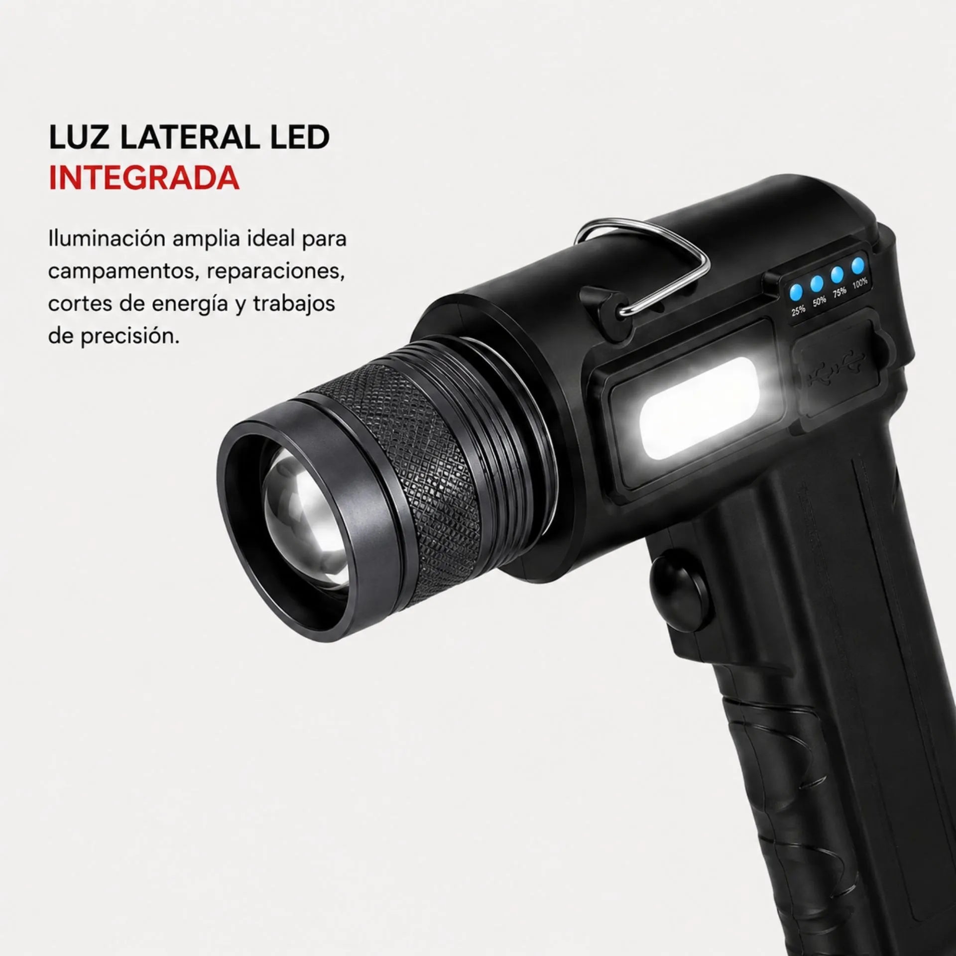 Linterna LED Recargable Nano-Tec 20W Con Power Bank Alcance De Hasta 5 Km NT-L3228