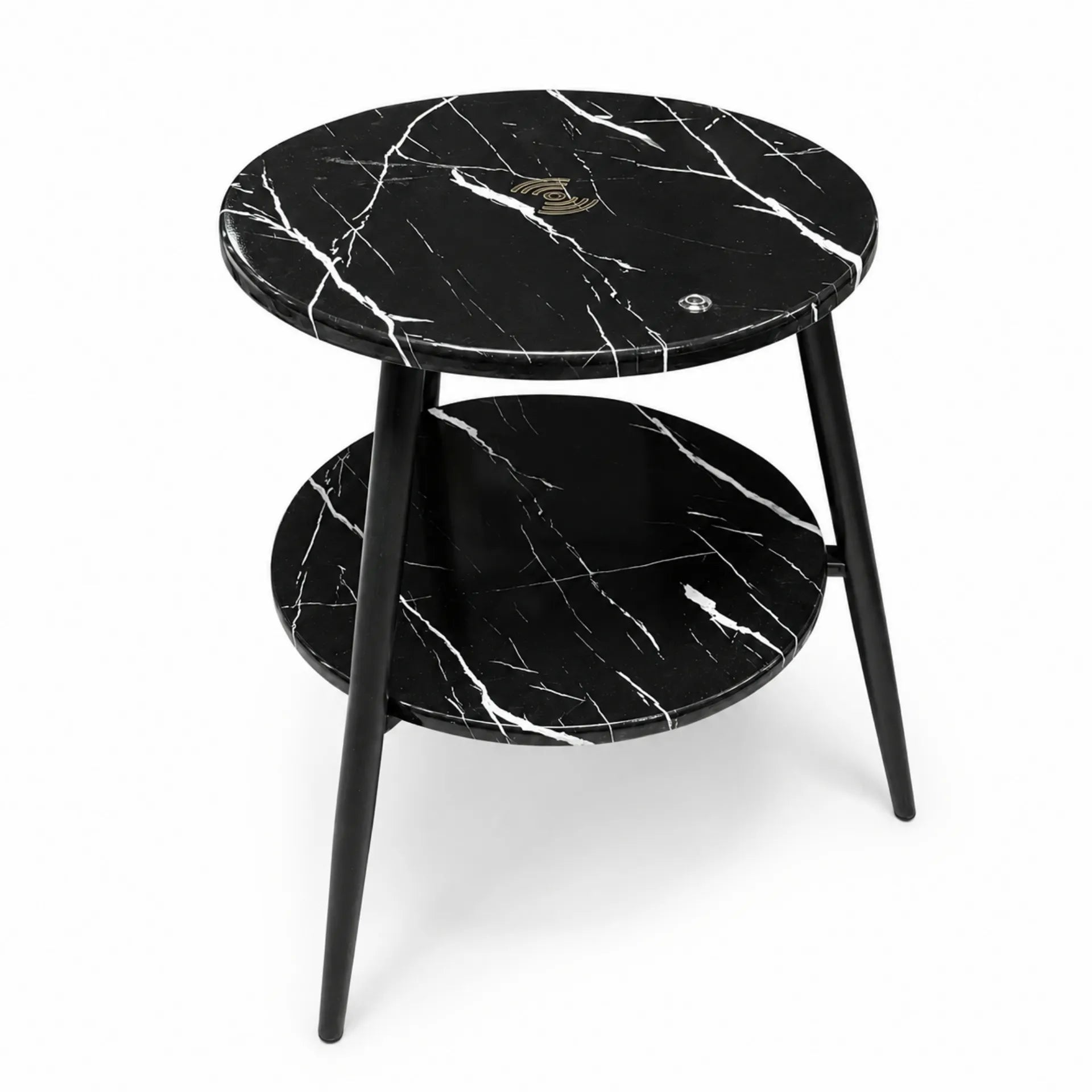 Mesa de Centro 2 Niveles Diseño Mármol Con Carga Inalámbrica y Luz Touch ZX009