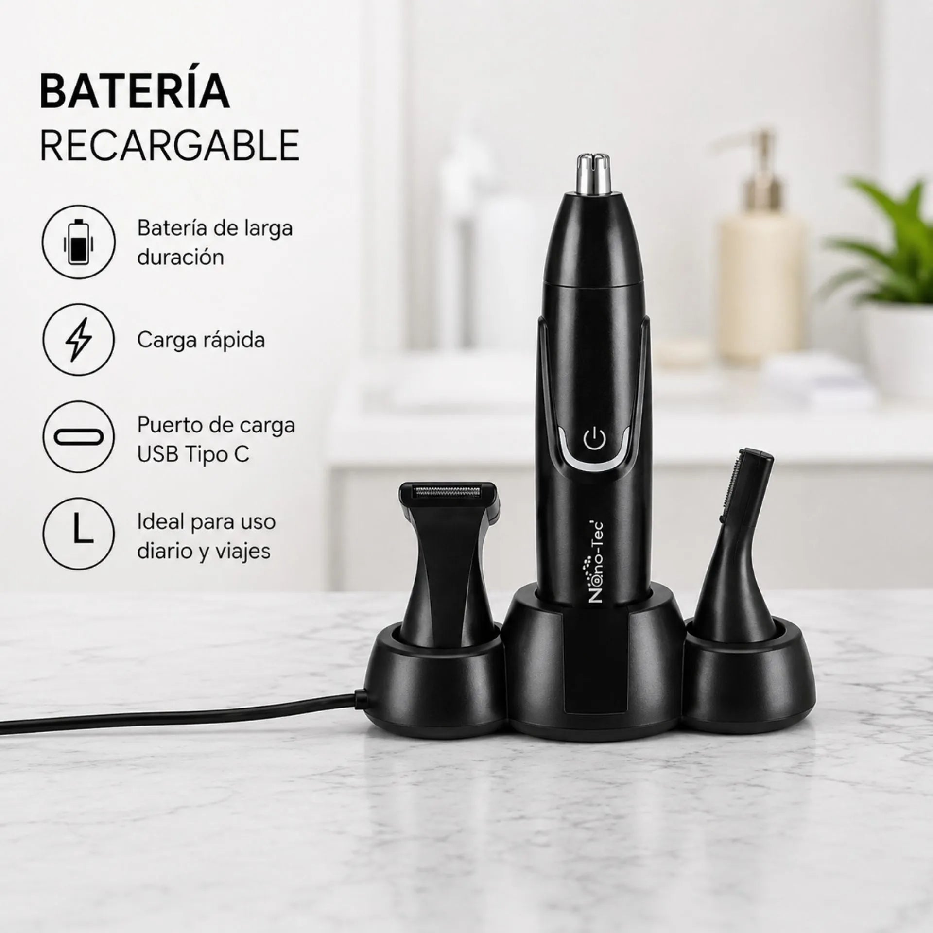 Máquina Depiladora 3 En 1 Nano-Tec Recargable Para Nariz, Patillas Y Perfilado NT-CP650