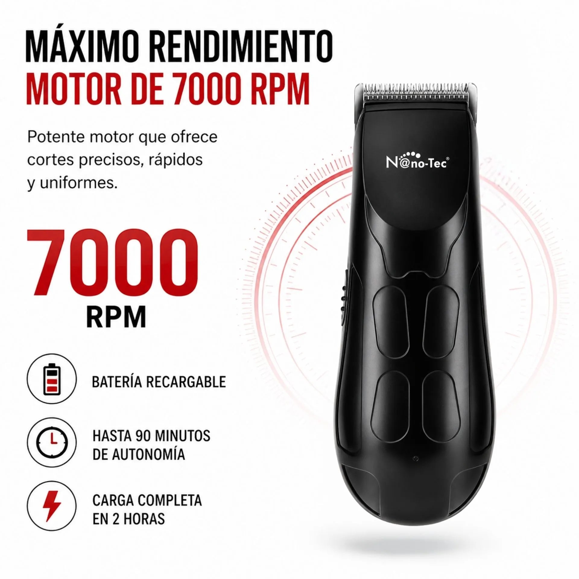 Set Máquina Multifuncional 4 En 1 Con Peines Guía Recargable Nano-Tec NT-CP679