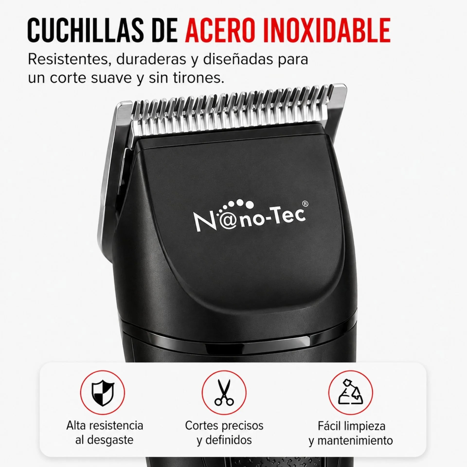 Set Máquina Multifuncional 4 En 1 Con Peines Guía Recargable Nano-Tec NT-CP679