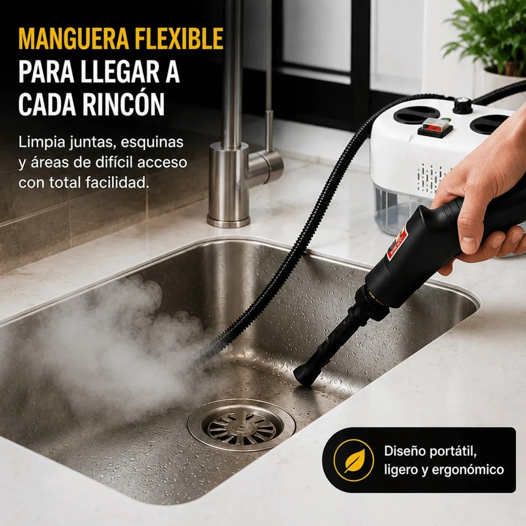 Limpiador A Vapor Portátil De Alta Presión Con 6 Niveles De Vapor Y Depósito De 1200 ml AE0509