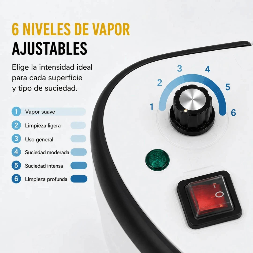 Limpiador A Vapor Portátil De Alta Presión Con 6 Niveles De Vapor Y Depósito De 1200 ml AE0509