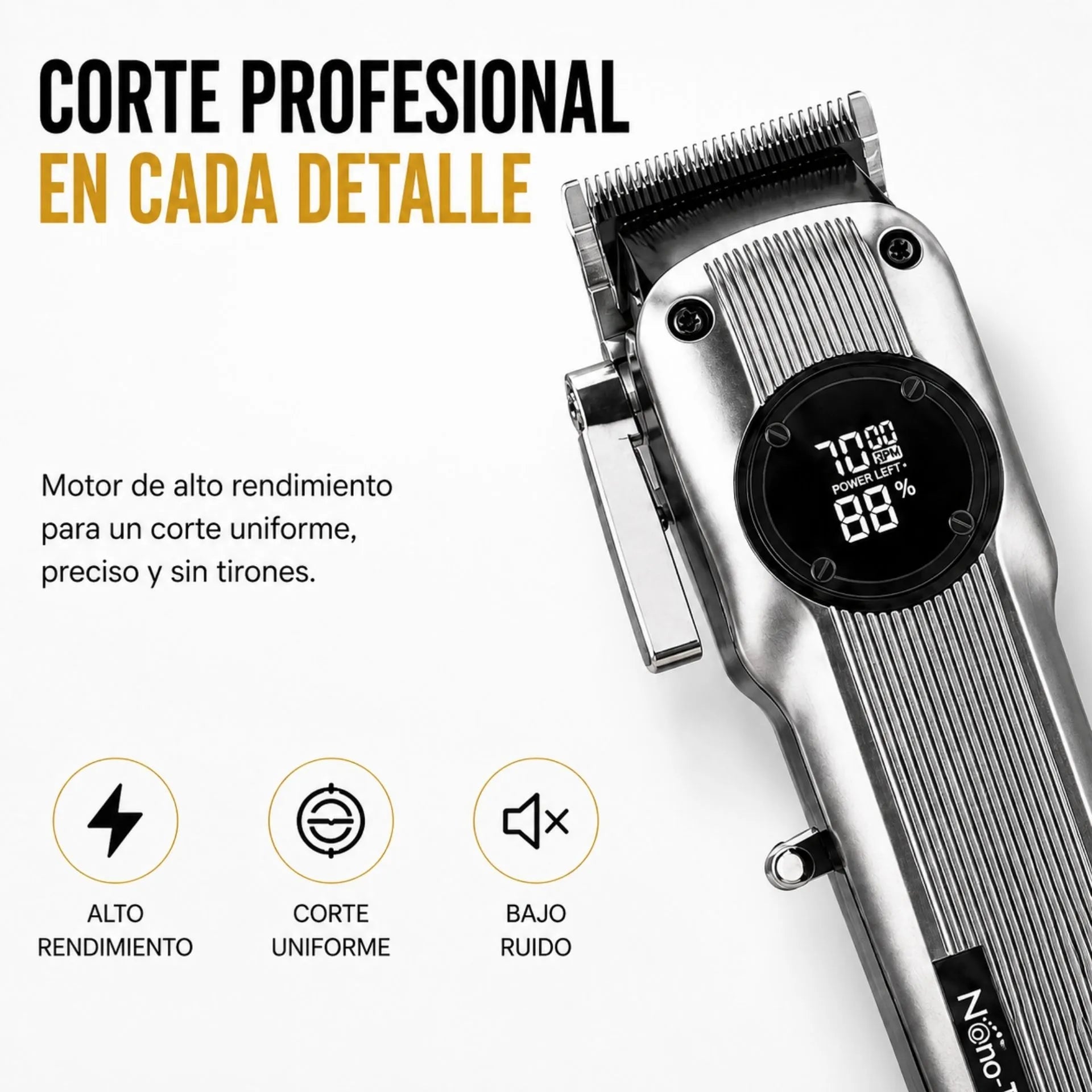 Máquina Cortadora De Cabello Profesional Recargable Pantalla LED Nano-Tec NT-CP661