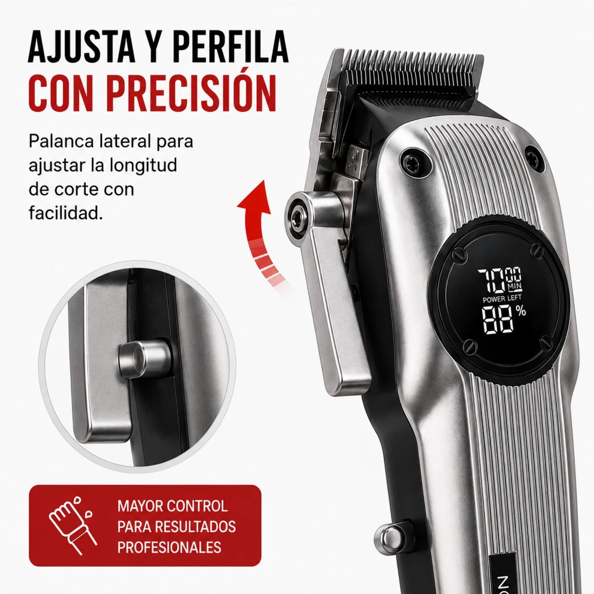 Máquina Cortadora De Cabello Profesional Recargable Pantalla LED Nano-Tec NT-CP661