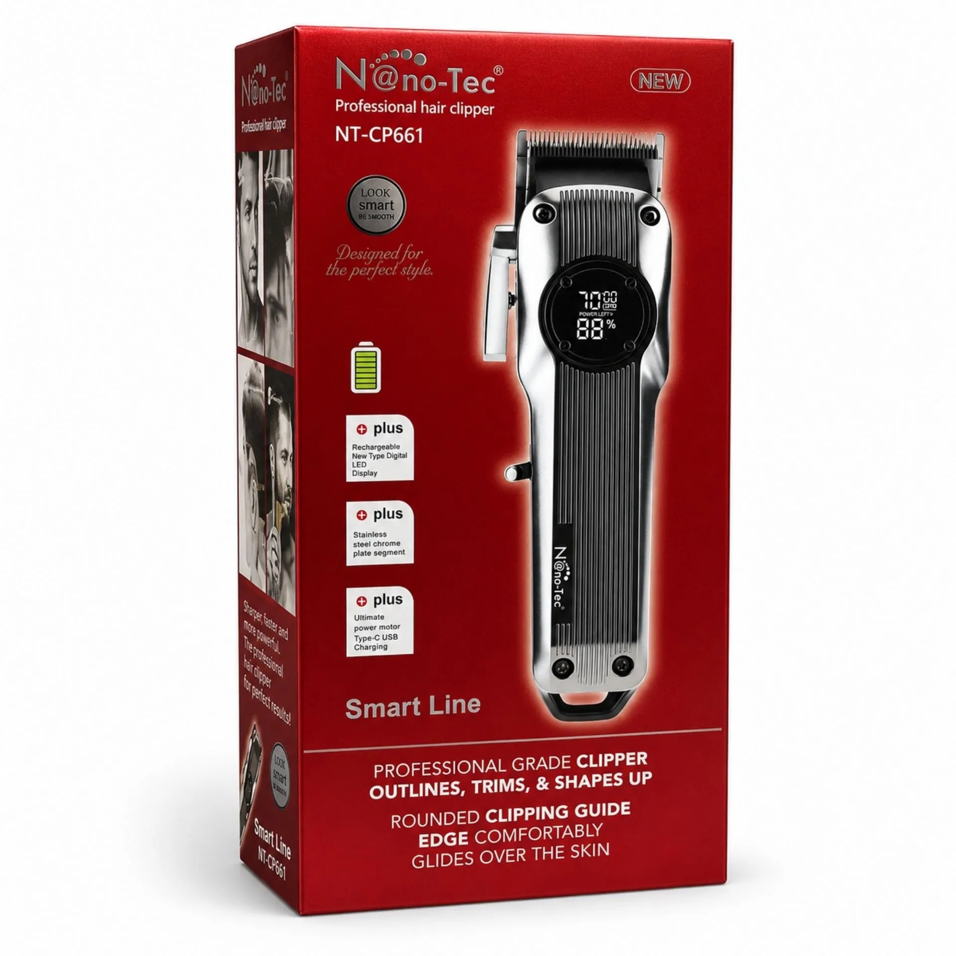 Máquina Cortadora De Cabello Profesional Recargable Pantalla LED Nano-Tec NT-CP661
