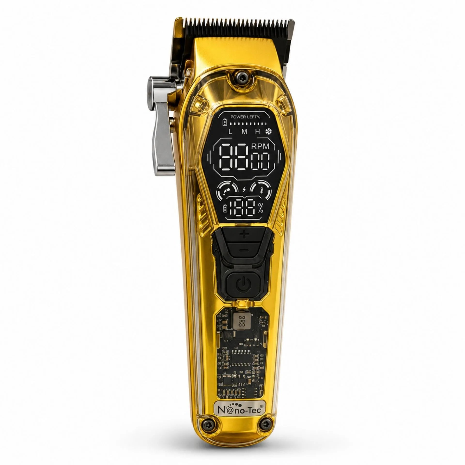 Máquina Peluquera De Cabello Profesional Recargable Pantalla LED 10W Y 8 Peines Guía Nano-Tec NT-CP676