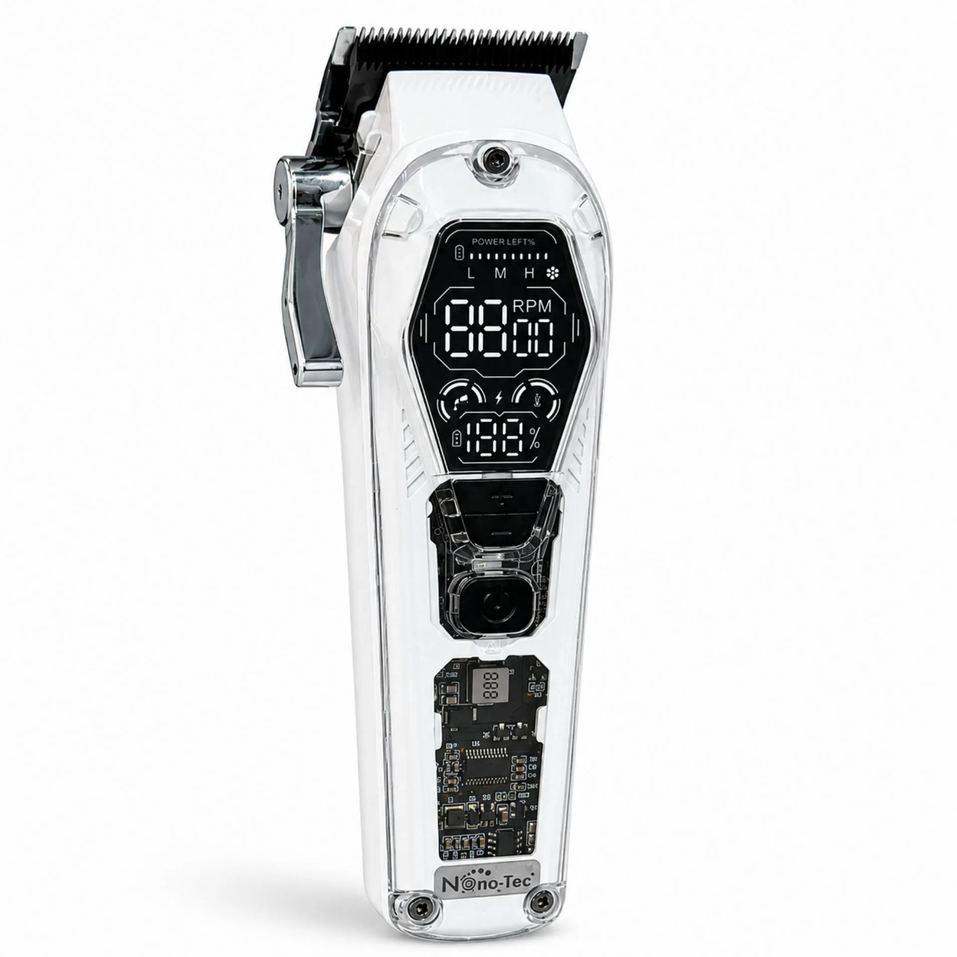 Máquina Peluquera De Cabello Profesional Recargable Pantalla LED 10W Y 8 Peines Guía Nano-Tec NT-CP676