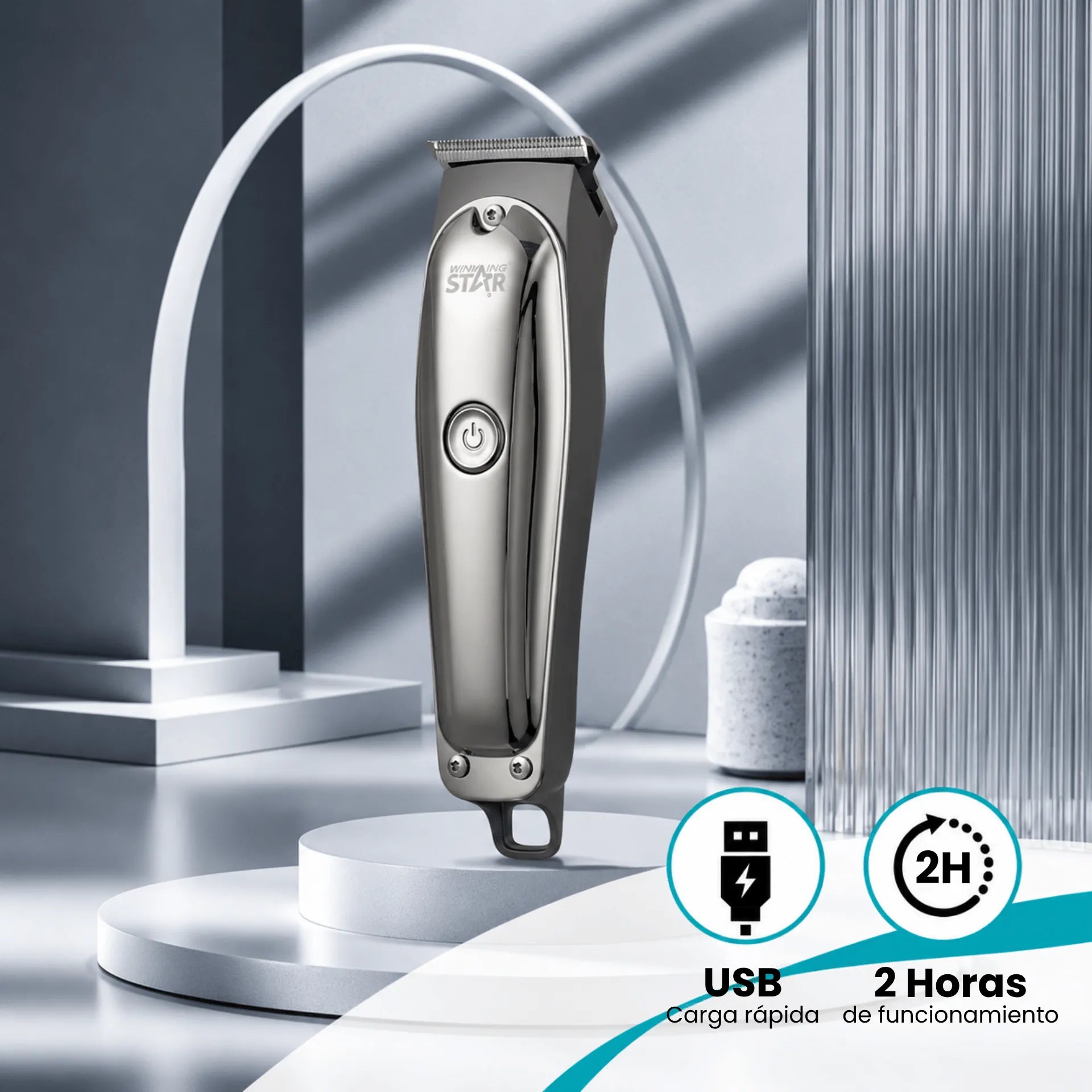 Máquina Peluquera Recargable Winning Star Con Motor 7000 RPM y 3 Peines Guía ST-5637
