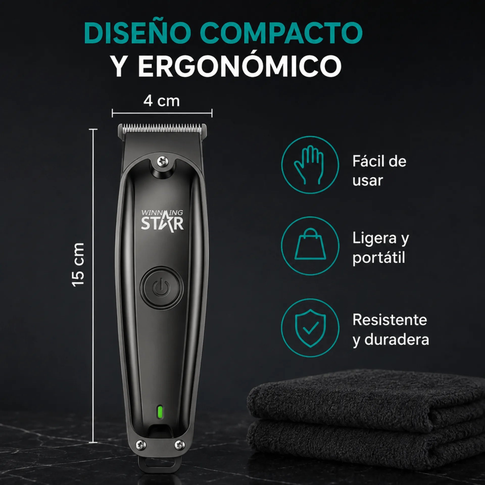 Máquina Peluquera Recargable Winning Star Con Motor 7000 RPM y 3 Peines Guía ST-5637