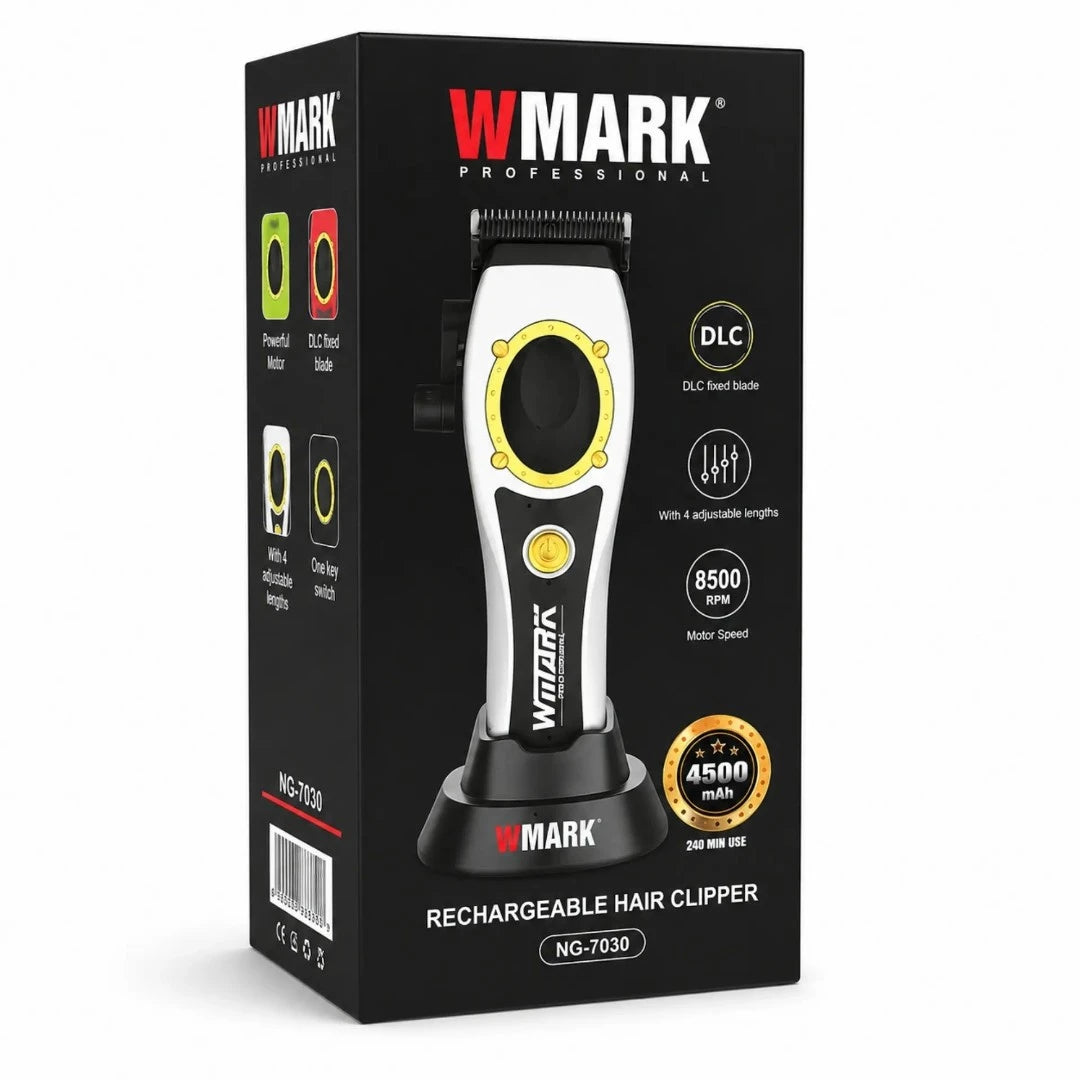 Máquina Cortadora Profesional WMARK 8500 RPM Con 8 Peines Y Base De Carga NG-7030