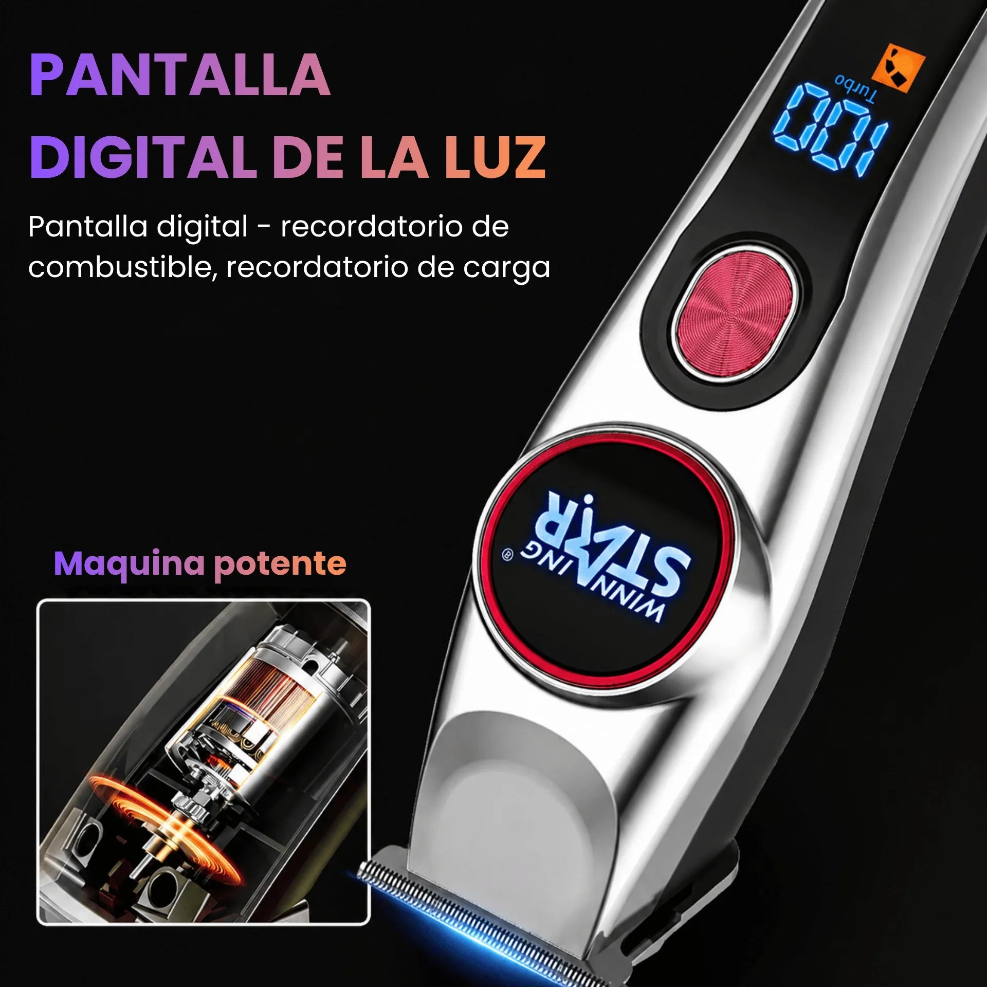 Máquina Peluquera Winning Star Con Pantalla LED, Motor 7000 RPM y Carga USB ST-5640