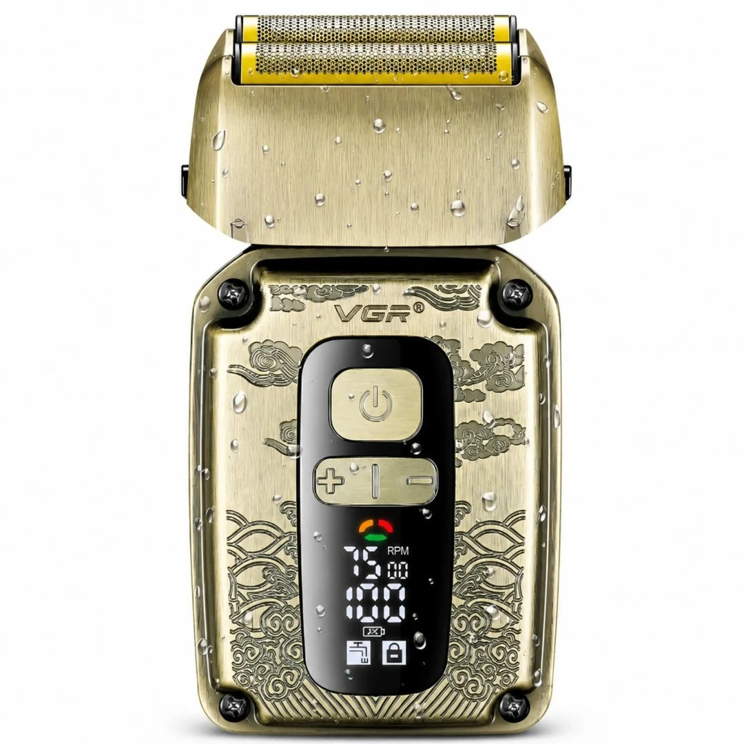 Afeitadora Profesional De Lámina VGR Metálica IPX6 Con Cortapatillas Retráctil V-337