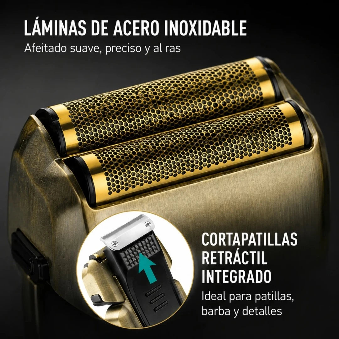 Afeitadora Profesional De Lámina VGR Metálica IPX6 Con Cortapatillas Retráctil V-337