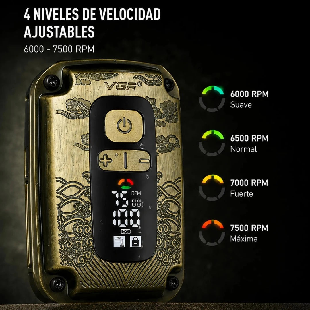 Afeitadora Profesional De Lámina VGR Metálica IPX6 Con Cortapatillas Retráctil V-337
