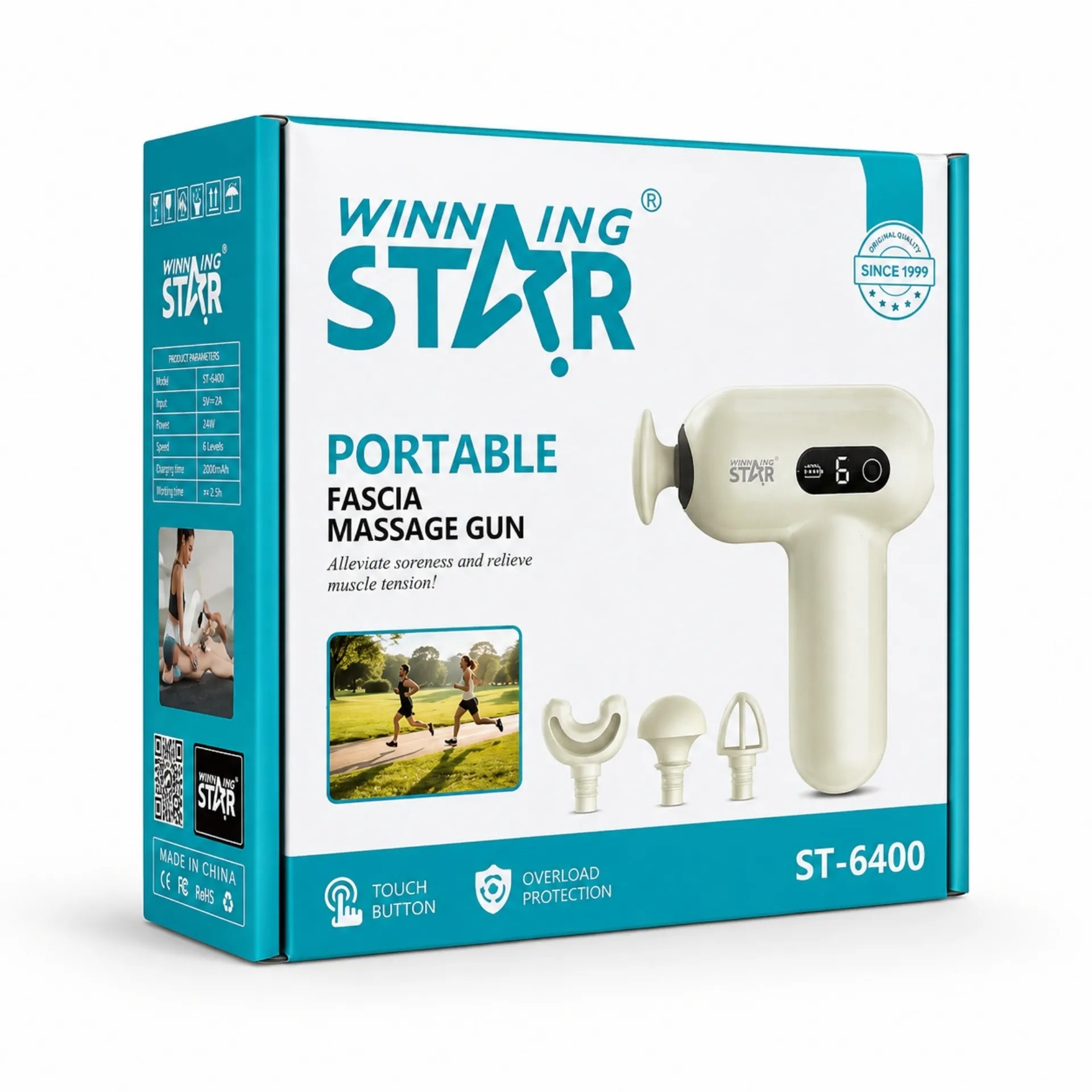 Pistola De Masajes Inalámbrica Winning Star Con Pantalla LED Y 6 Velocidades ST-6400