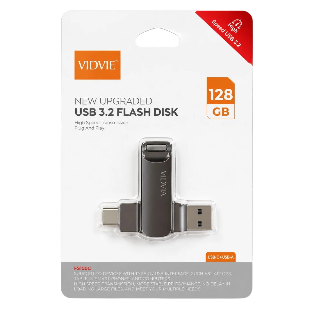 Memoria Vidvie De 128gb Con Enrtrada Usb y Typec De Velocidad 3.2 USB2604 (128GB)