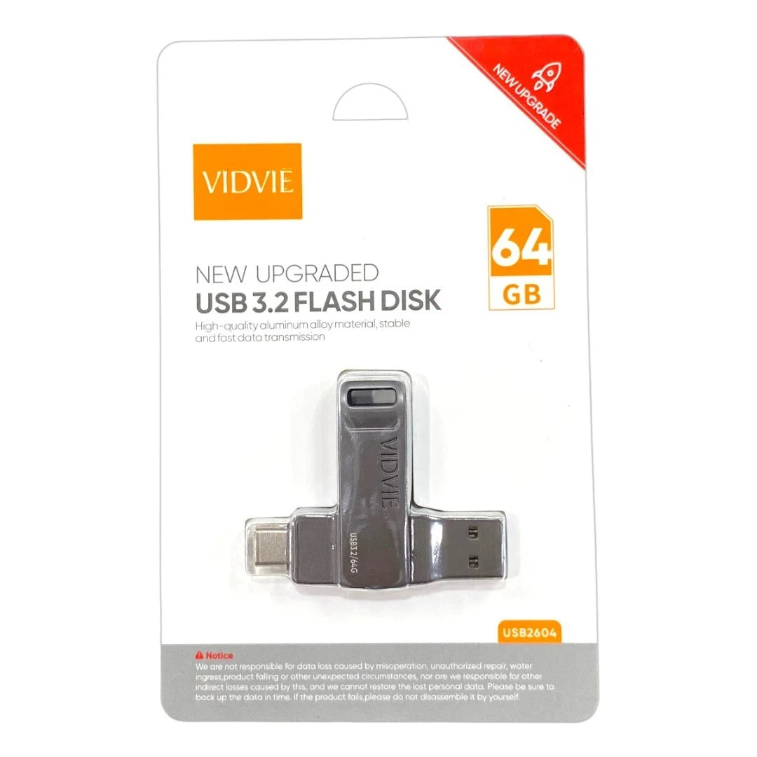 Memoria Vidvie De Entradas Usb y Typec Con Velocidad 3.2 USB2604 (64GB)