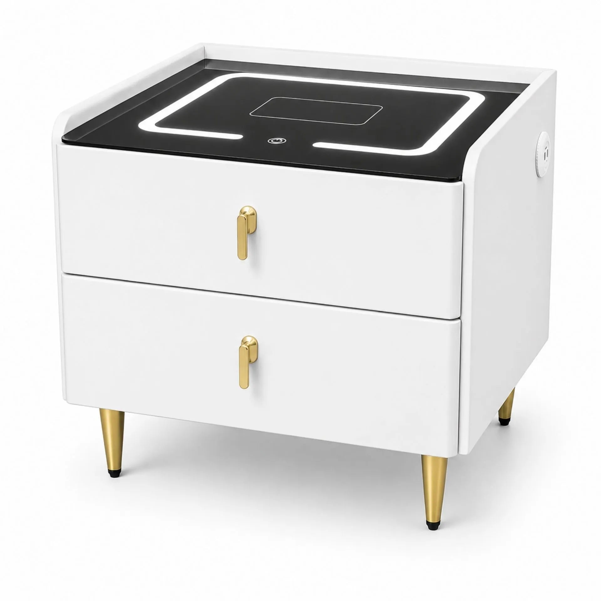 Mesa De Noche Inteligente Con Carga Inalámbrica, Luz LED Y Puertos USB AE0525