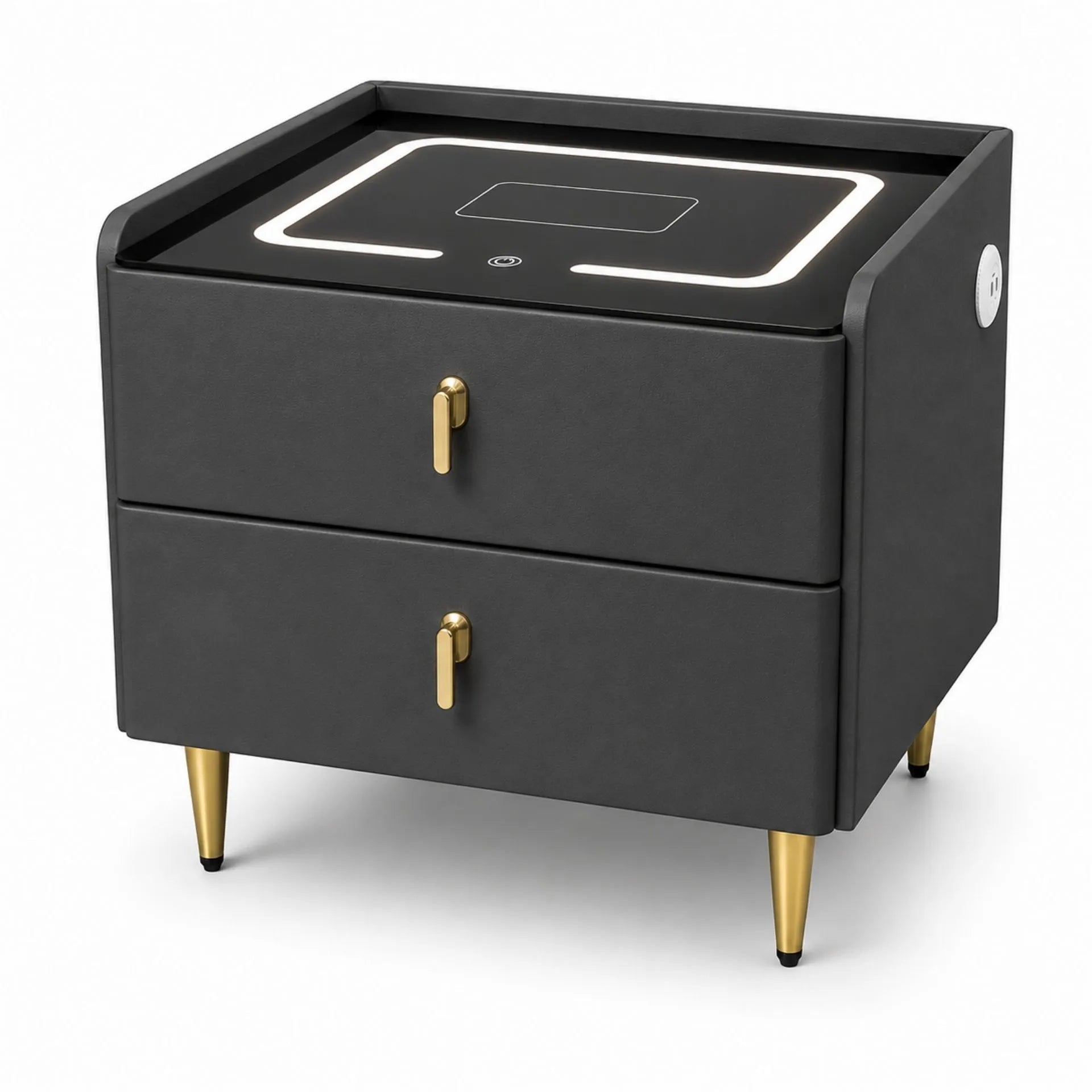 Mesa De Noche Inteligente Con Carga Inalámbrica, Luz LED Y Puertos USB AE0525