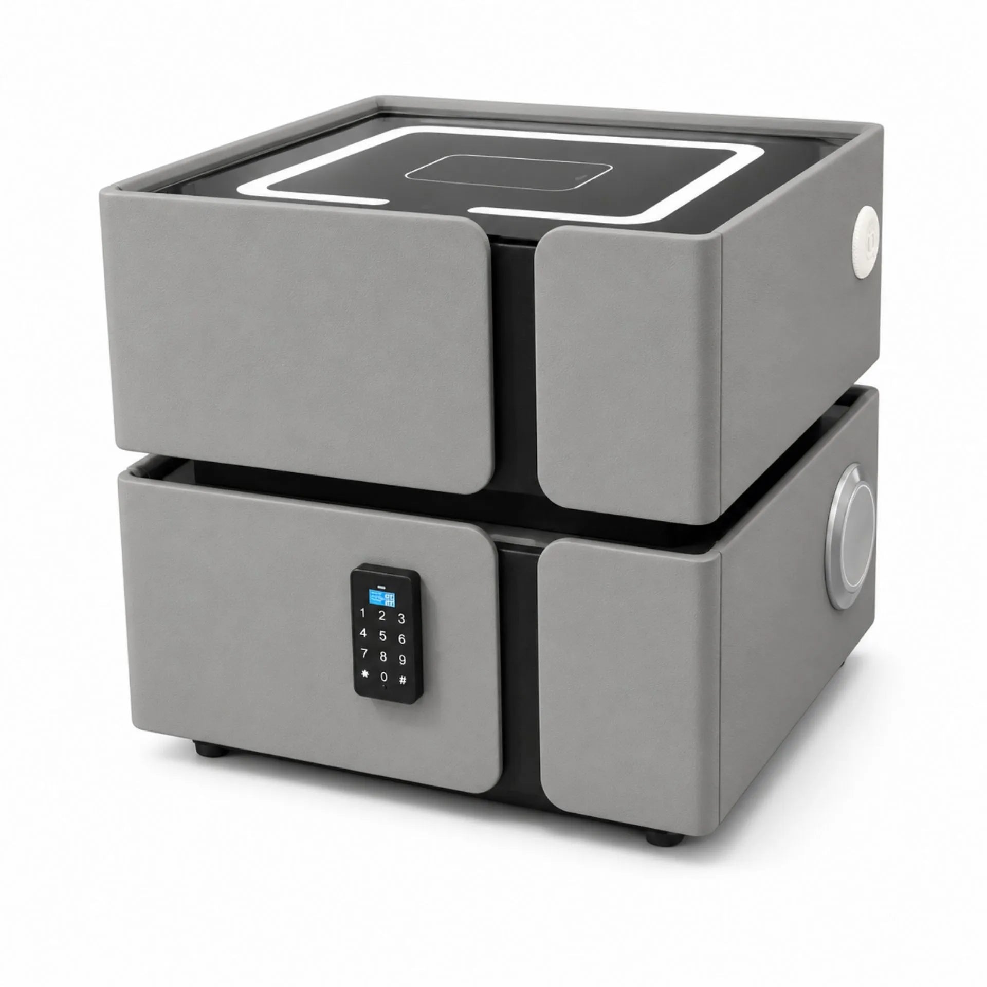Mesa De Noche Inteligente Carga Inalámbrica Bocinas Luz LED Y Cerradura Digital AE0528