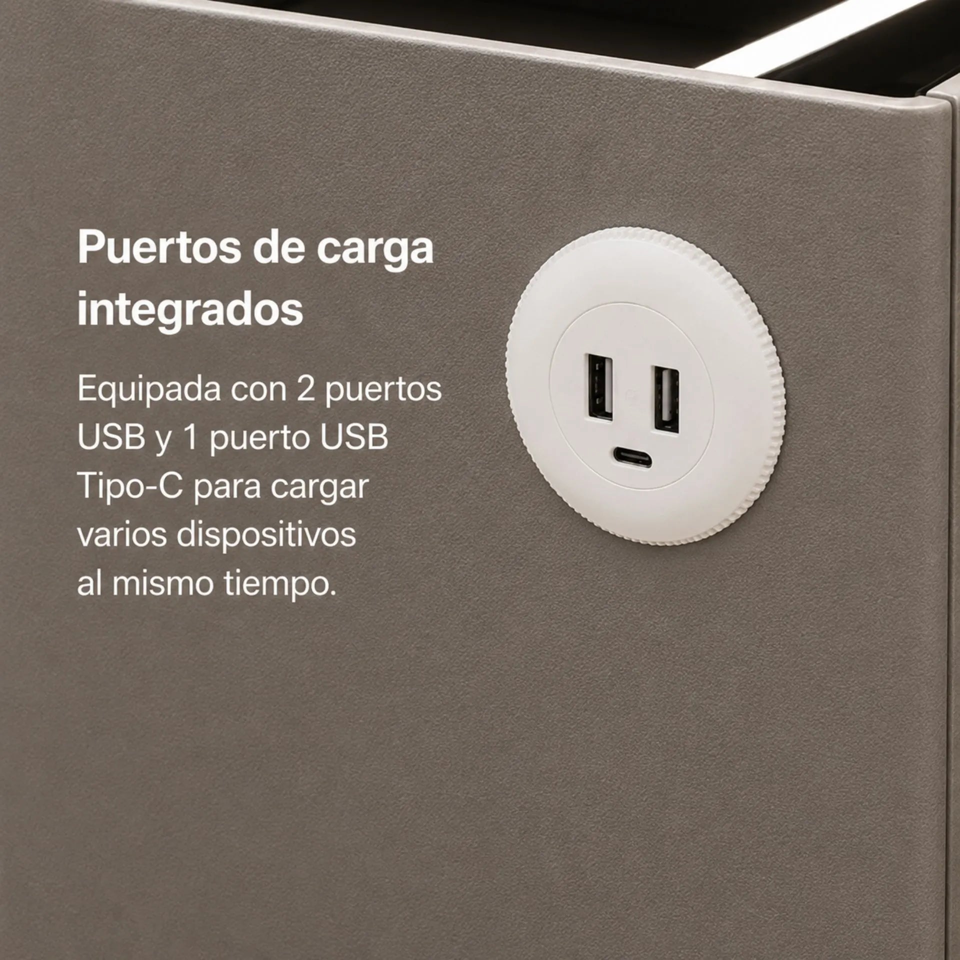 Mesa De Noche Inteligente Con Carga Inalámbrica, Luz LED Y Puertos USB AE0526