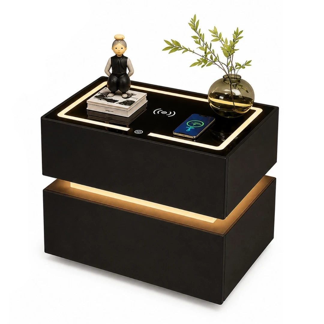 Mesa De Noche Flotante Inteligente Con Carga Inalámbrica Bluetooth Y Luz LED AE0137