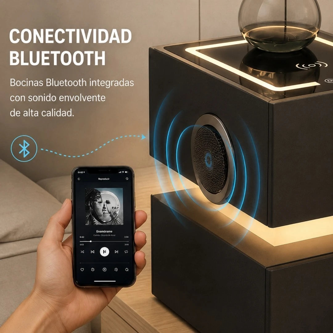 Mesa De Noche Flotante Inteligente Con Carga Inalámbrica Bluetooth Y Luz LED AE0137