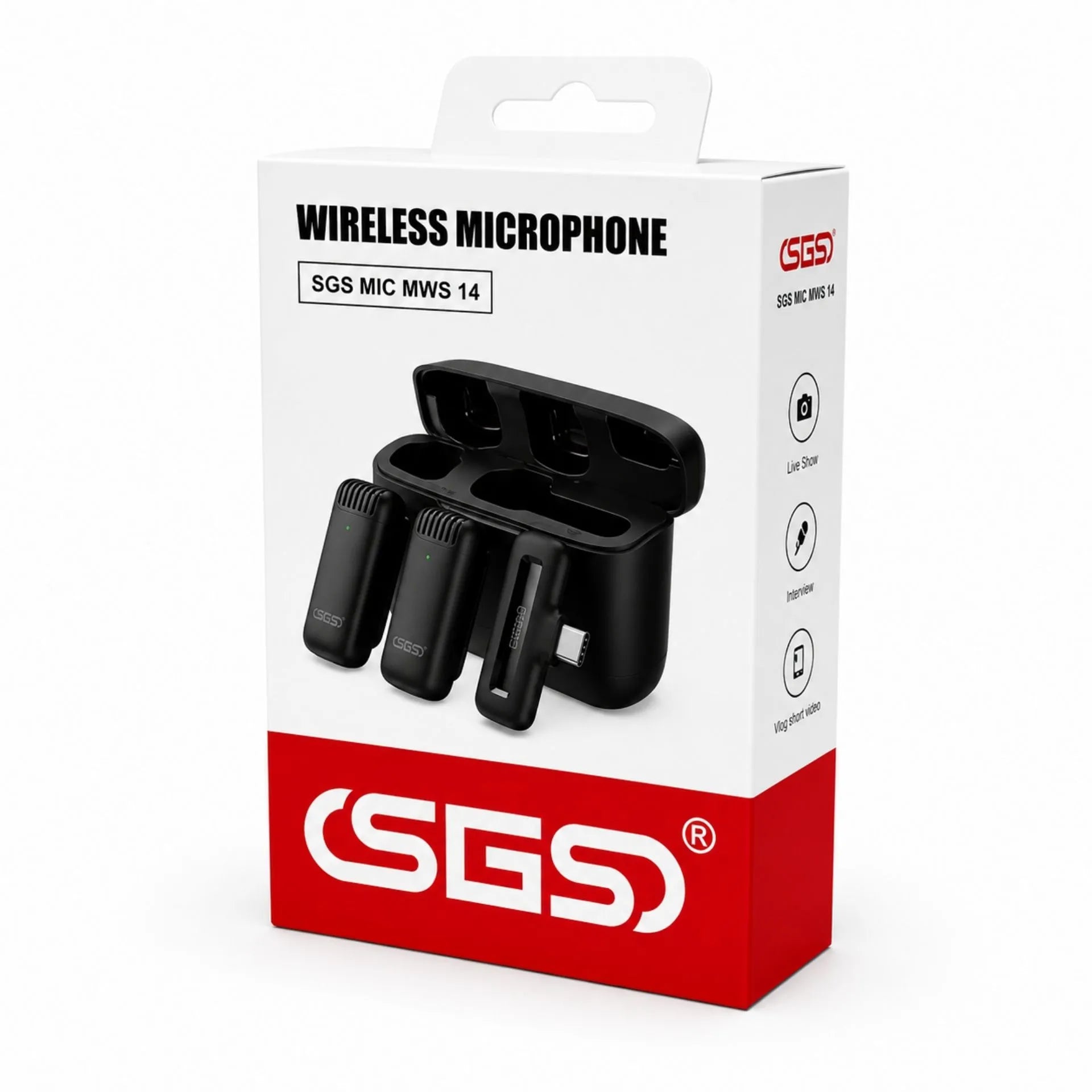 Micrófonos Inalámbricos De Solapa Tipo C Con Estuche De Carga SGS MIC MWS 14