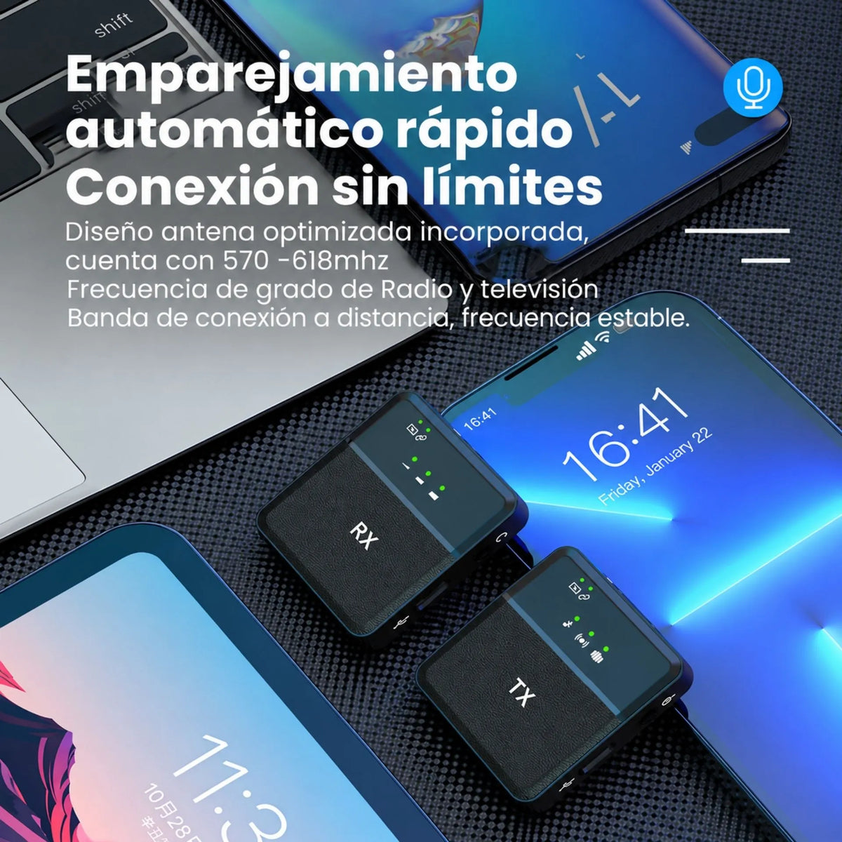 Micrófono De Solapa Inalámbrico Con Reducción De Ruido, Tipo C, iPhone Y 3.5mm SX9
