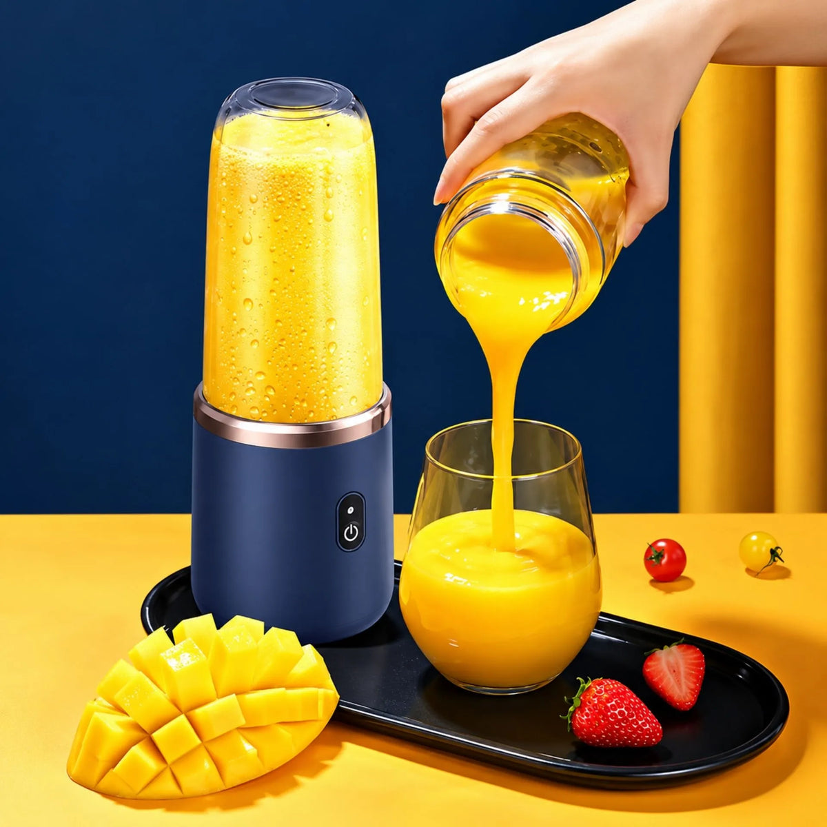 Licuadora Portátil Recargable De 300 ml Con Vaso, 6 Cuchillas De Acero Inoxidable 40W WQ-H701
