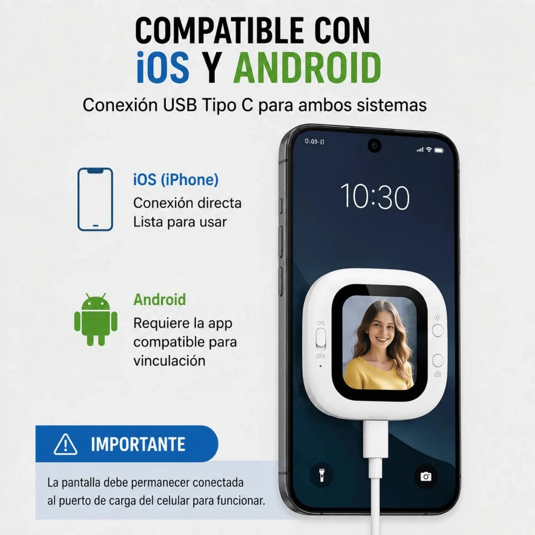 Pantalla Mini Vlog Magnética De 2 Pulgadas Compatible Con MagSafe Para iOS Y Android D12