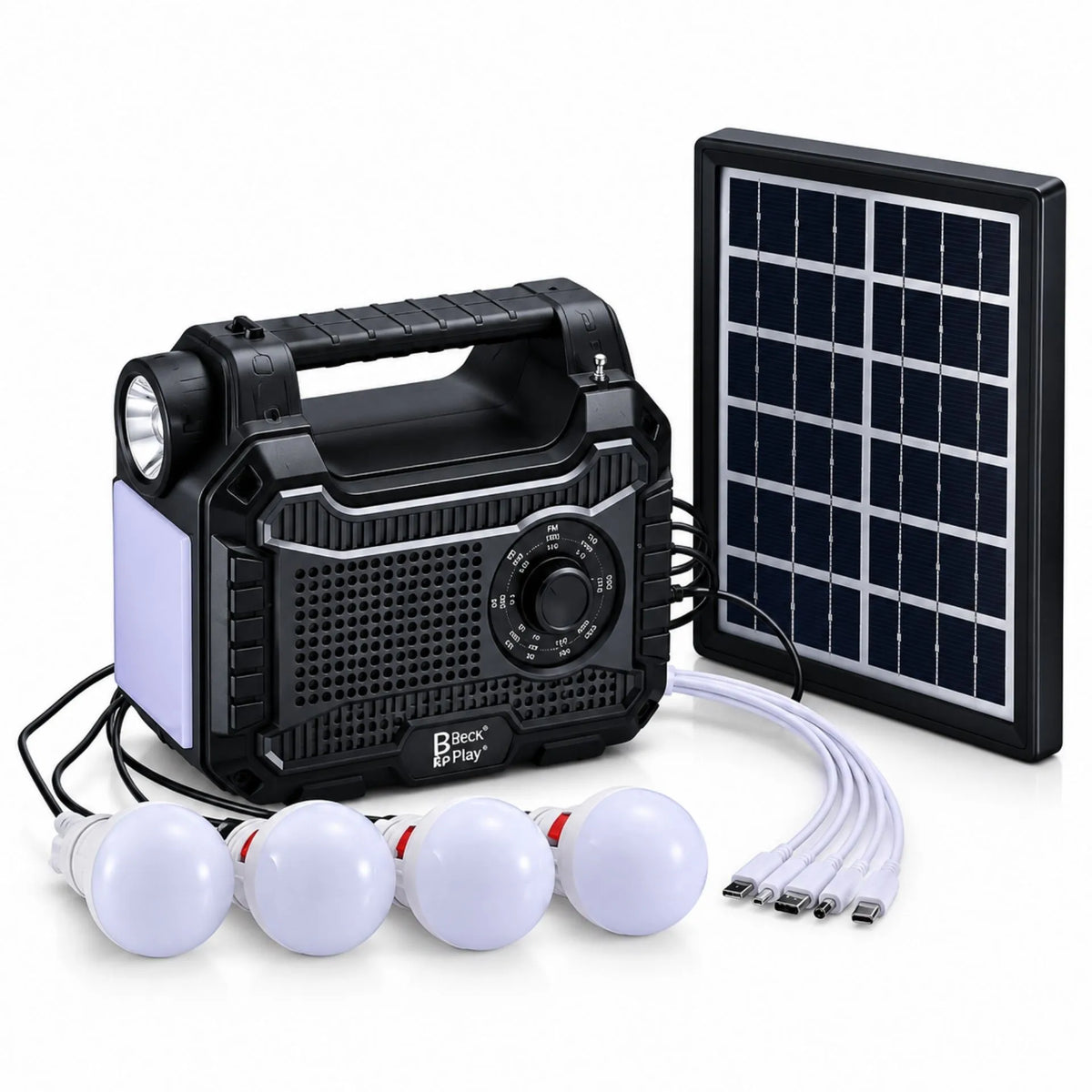 Mini Planta Solar Con Radio Y Power Bank Beck 4 Bombillos Play BP-PL087S