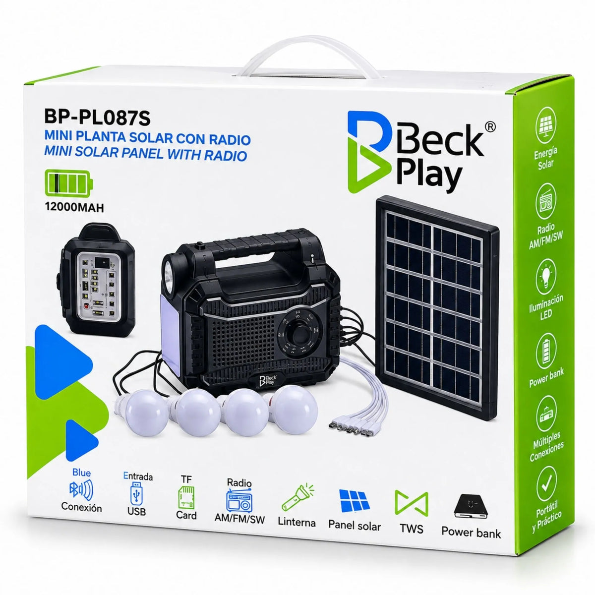 Mini Planta Solar Con Radio Y Power Bank Beck 4 Bombillos Play BP-PL087S