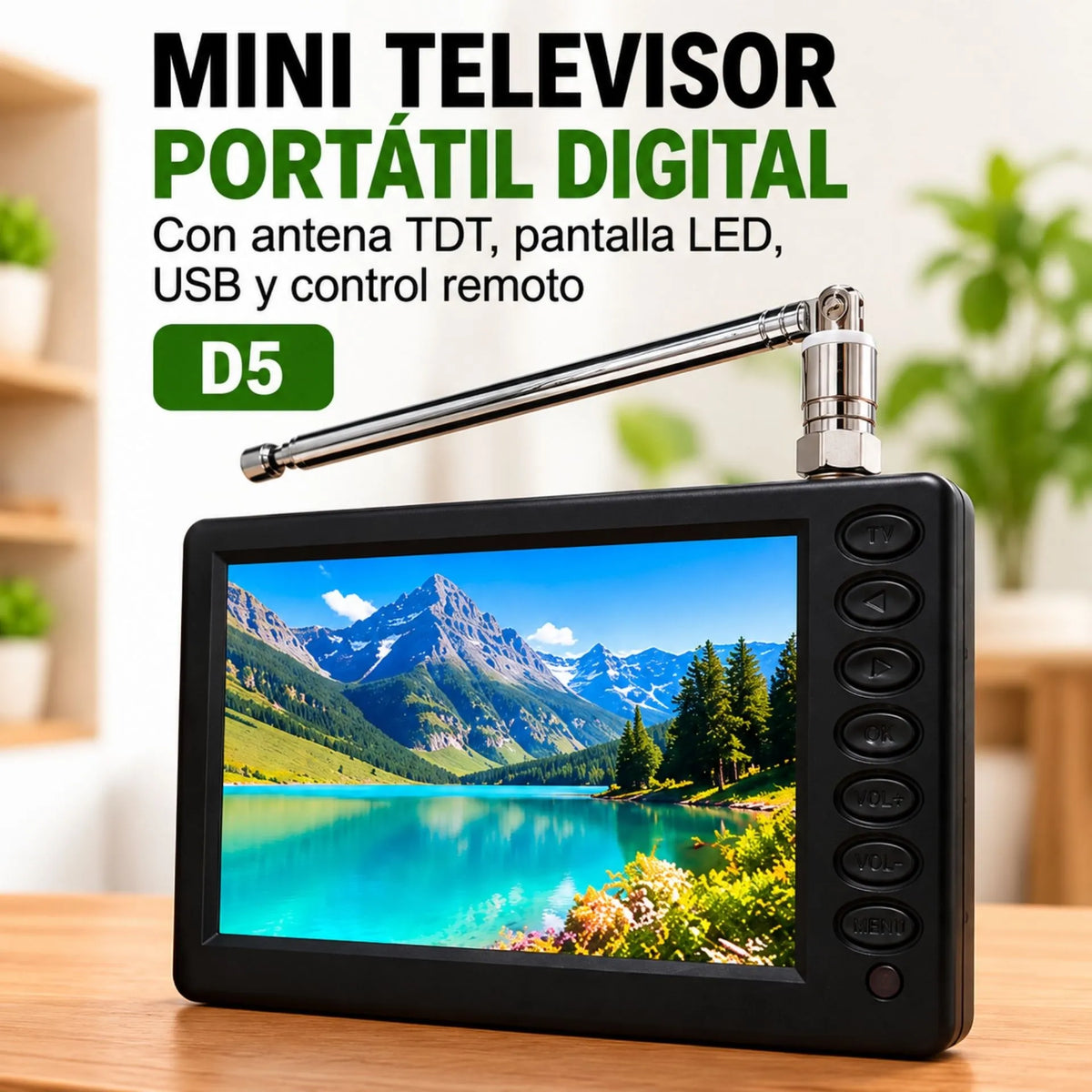Mini Televisor Portátil Digital Con Antena TDT, Pantalla LED, USB Y Control Remoto D5