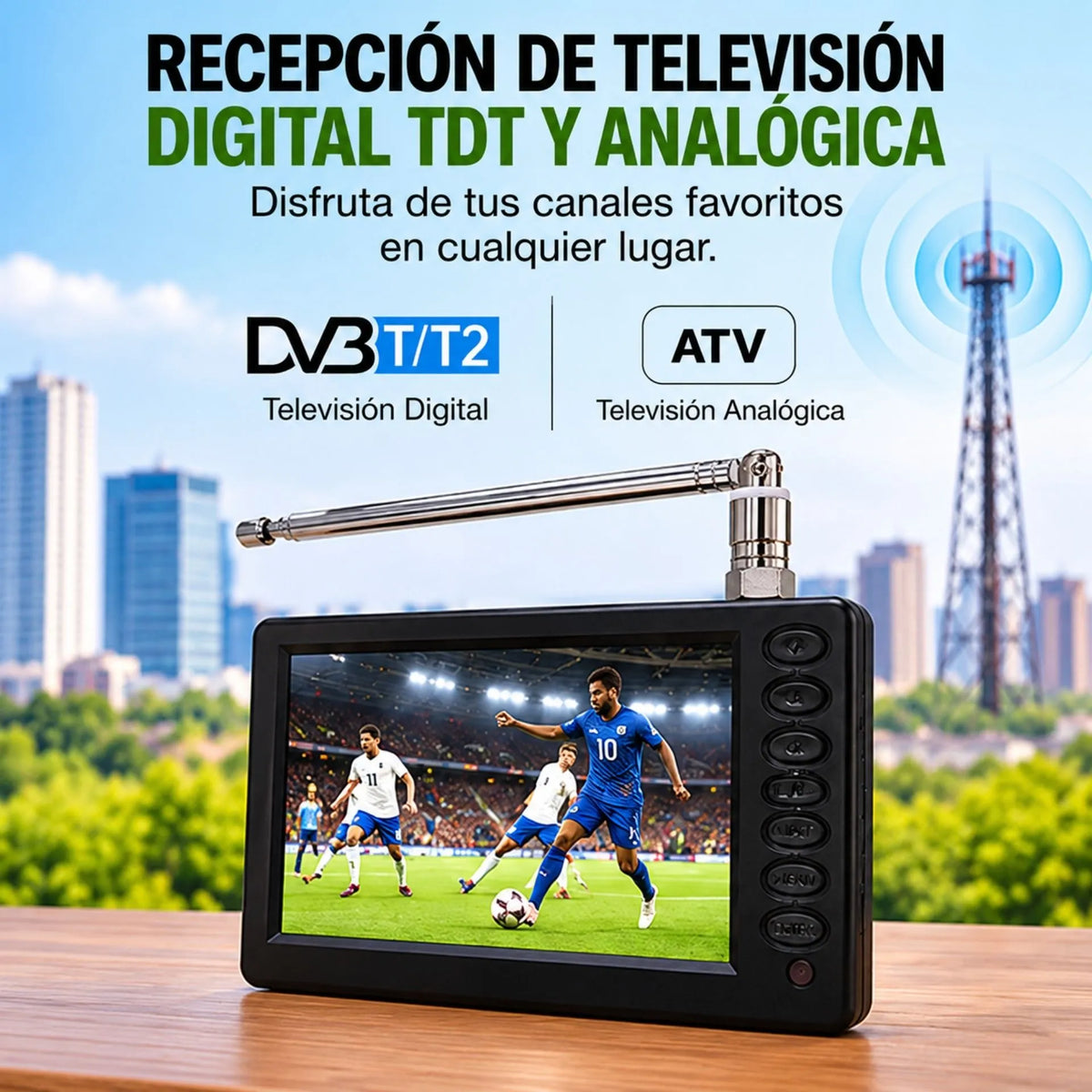 Mini Televisor Portátil Digital Con Antena TDT, Pantalla LED, USB Y Control Remoto D5
