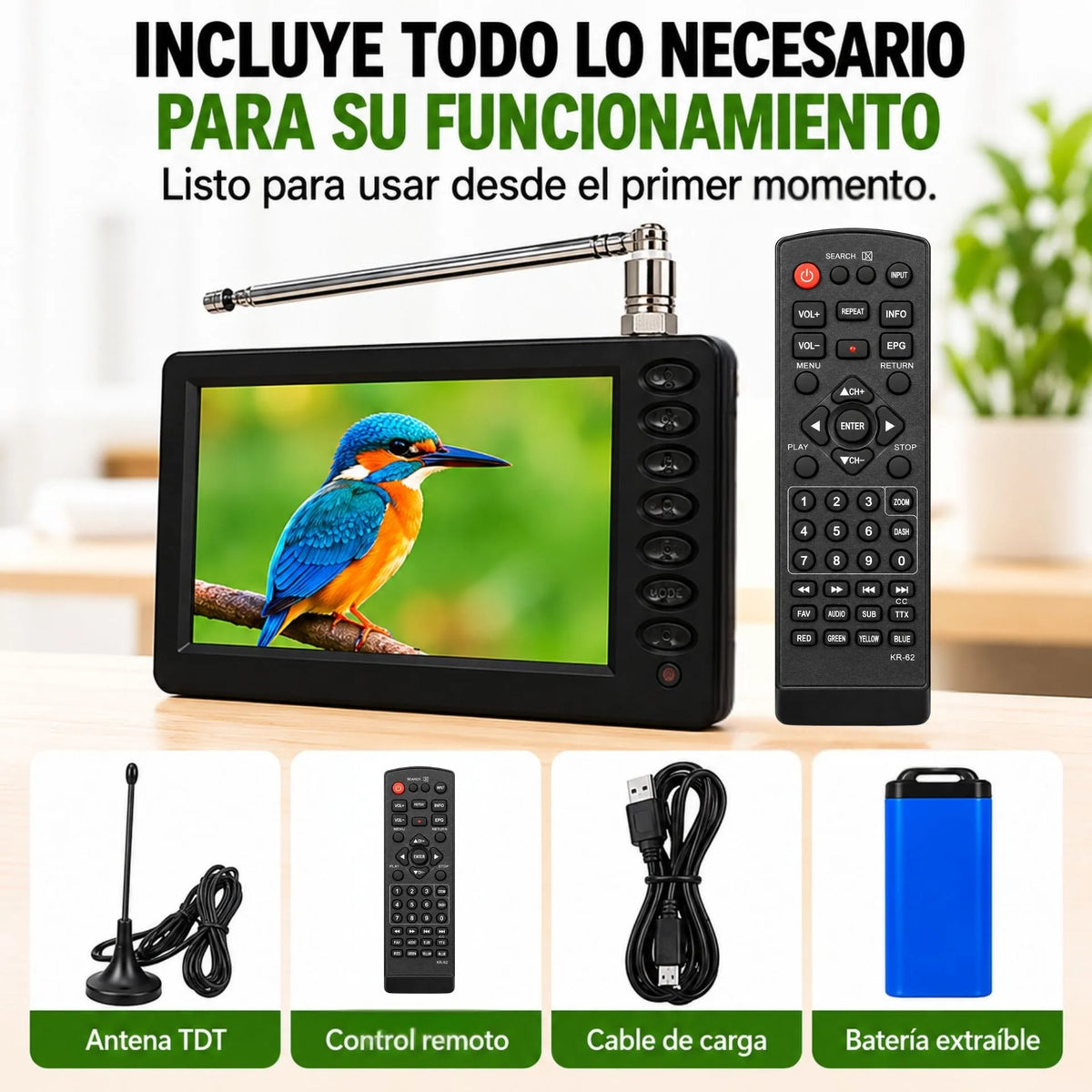 Mini Televisor Portátil Digital Con Antena TDT, Pantalla LED, USB Y Control Remoto D5