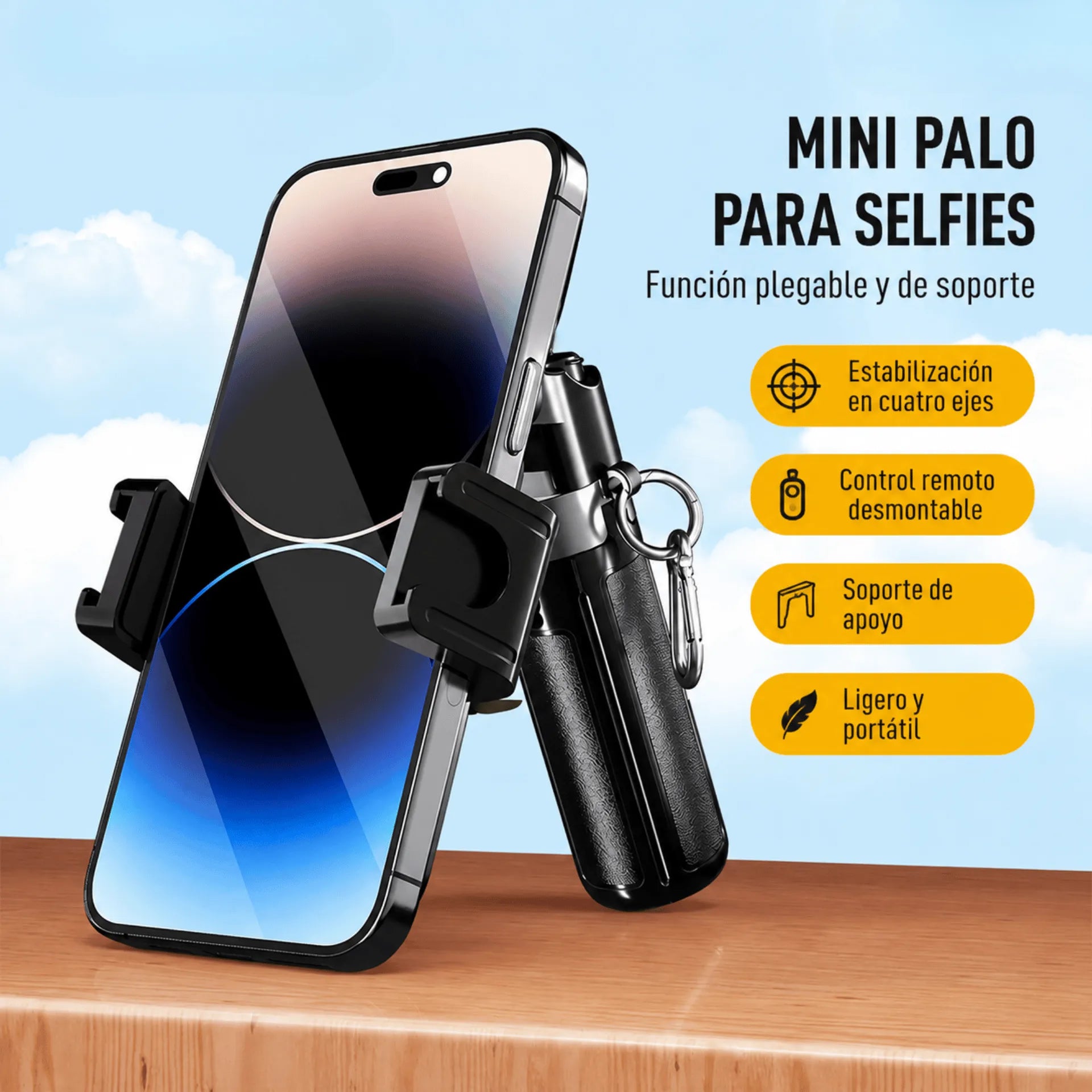 Mini Trípode Portátil Con Control Bluetooth Y Rotación 360° Baihuo City MY-7775