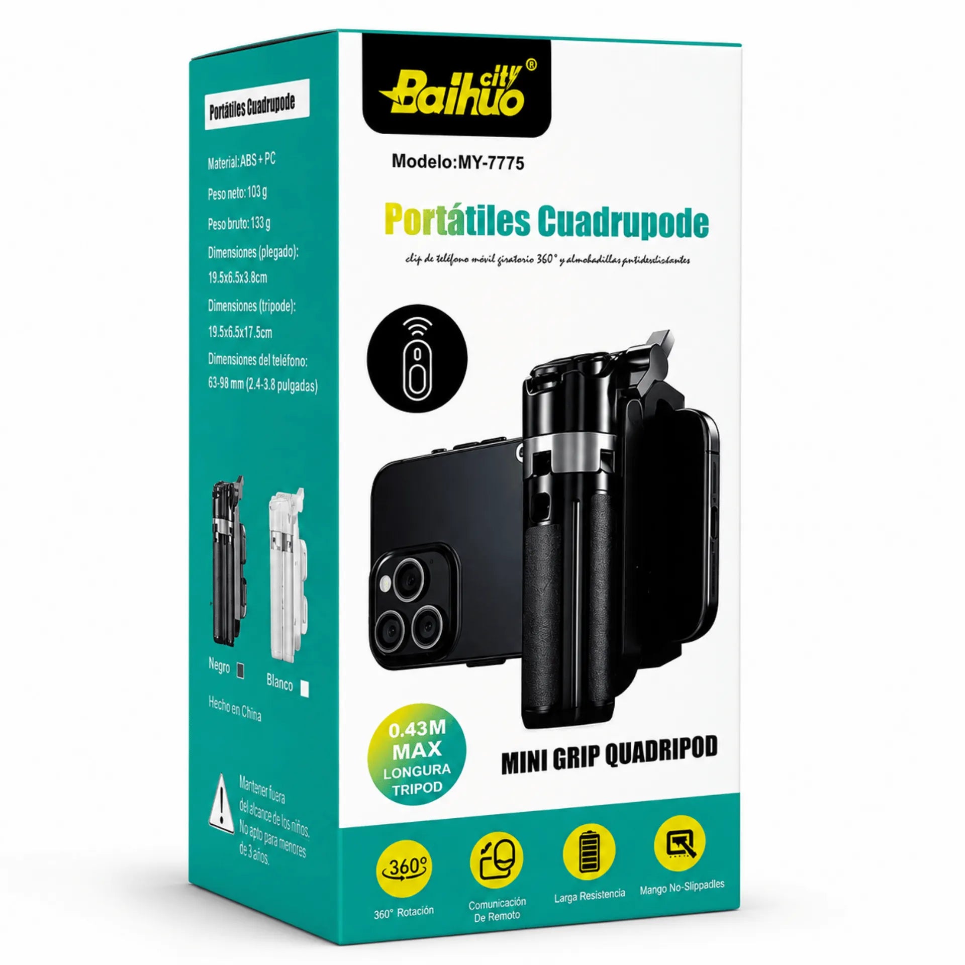 Mini Trípode Portátil Con Control Bluetooth Y Rotación 360° Baihuo City MY-7775